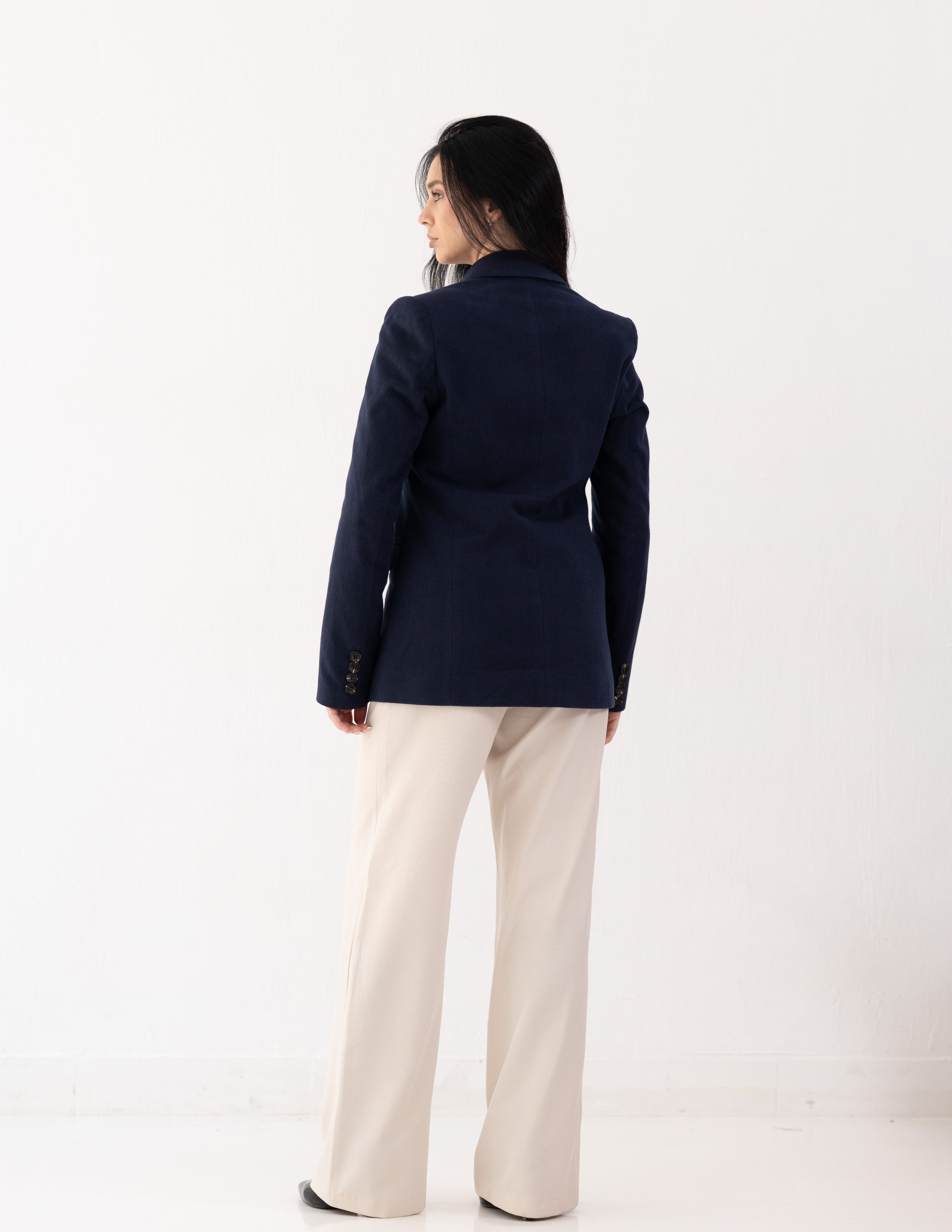 Navy Eclipse Wool Straight Blazer