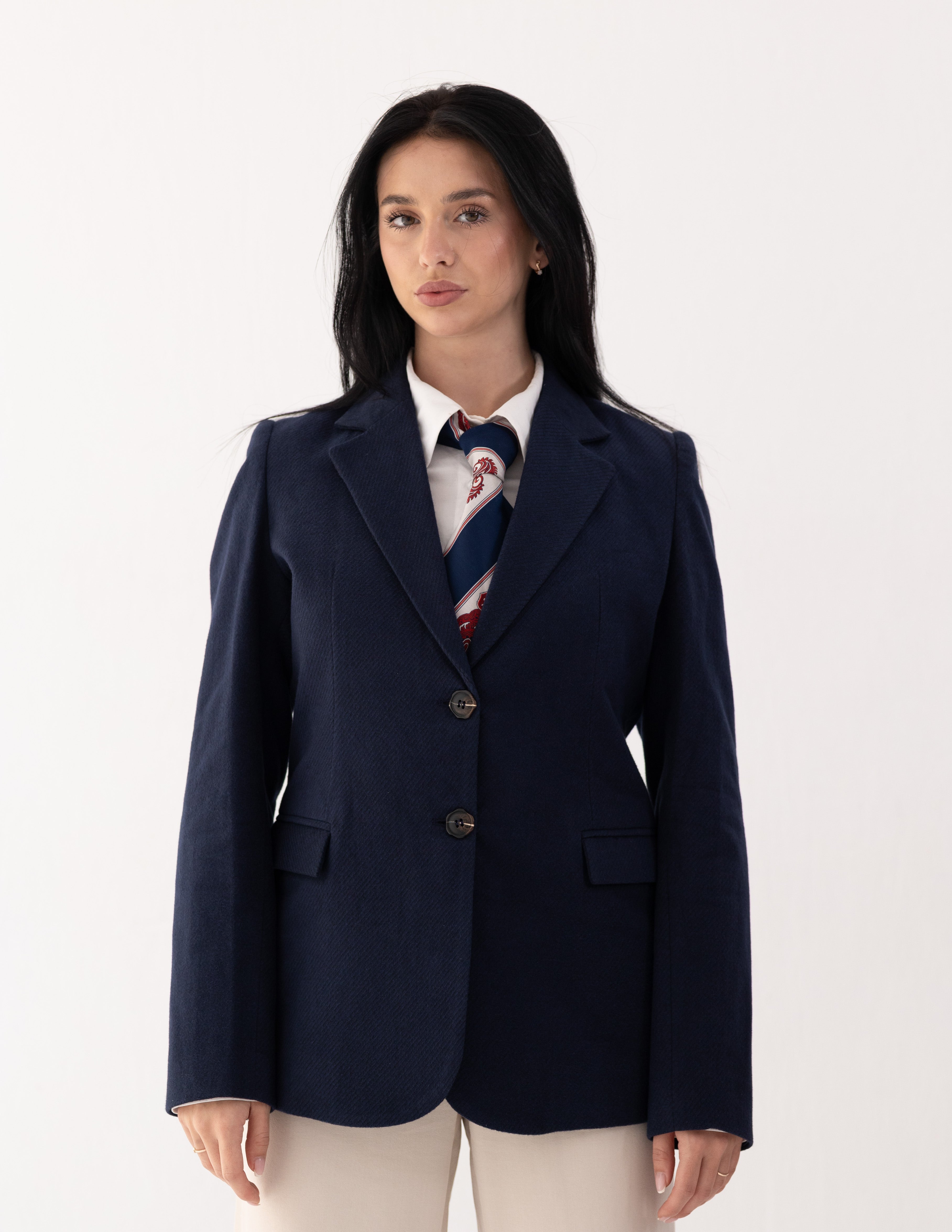 Navy Eclipse Wool Straight Blazer