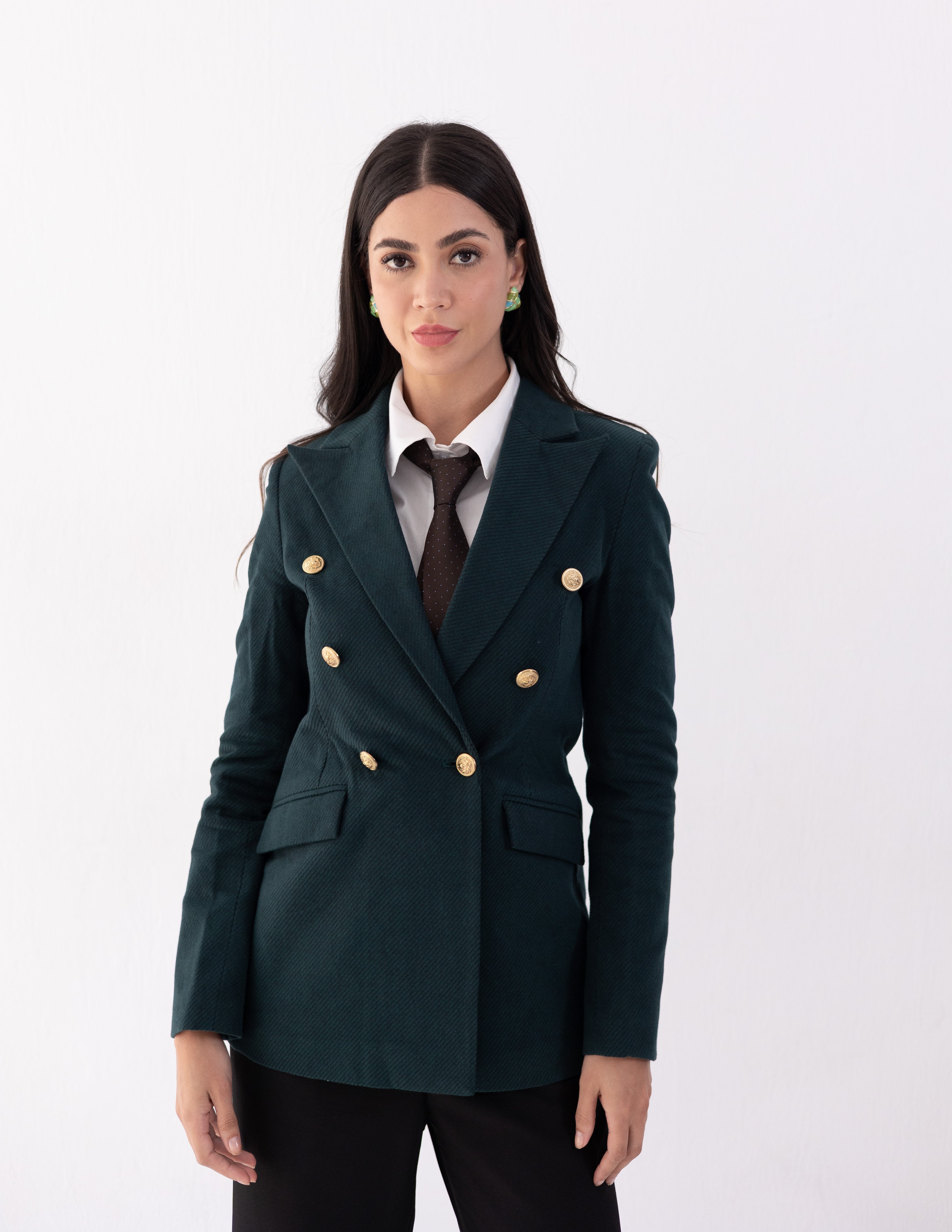 Forest Teal Wool Double Breasted Blazer