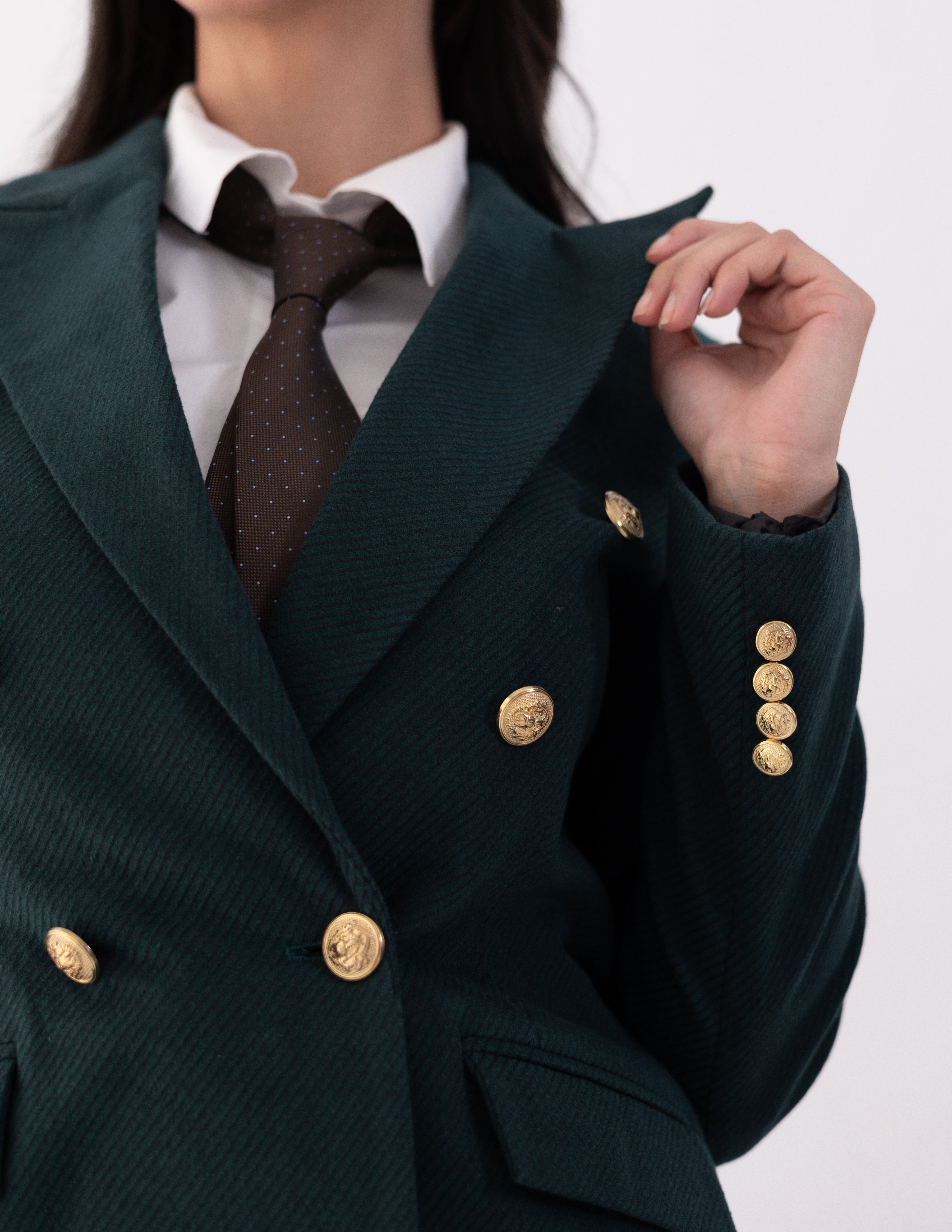 Forest Teal Wool Double Breasted Blazer