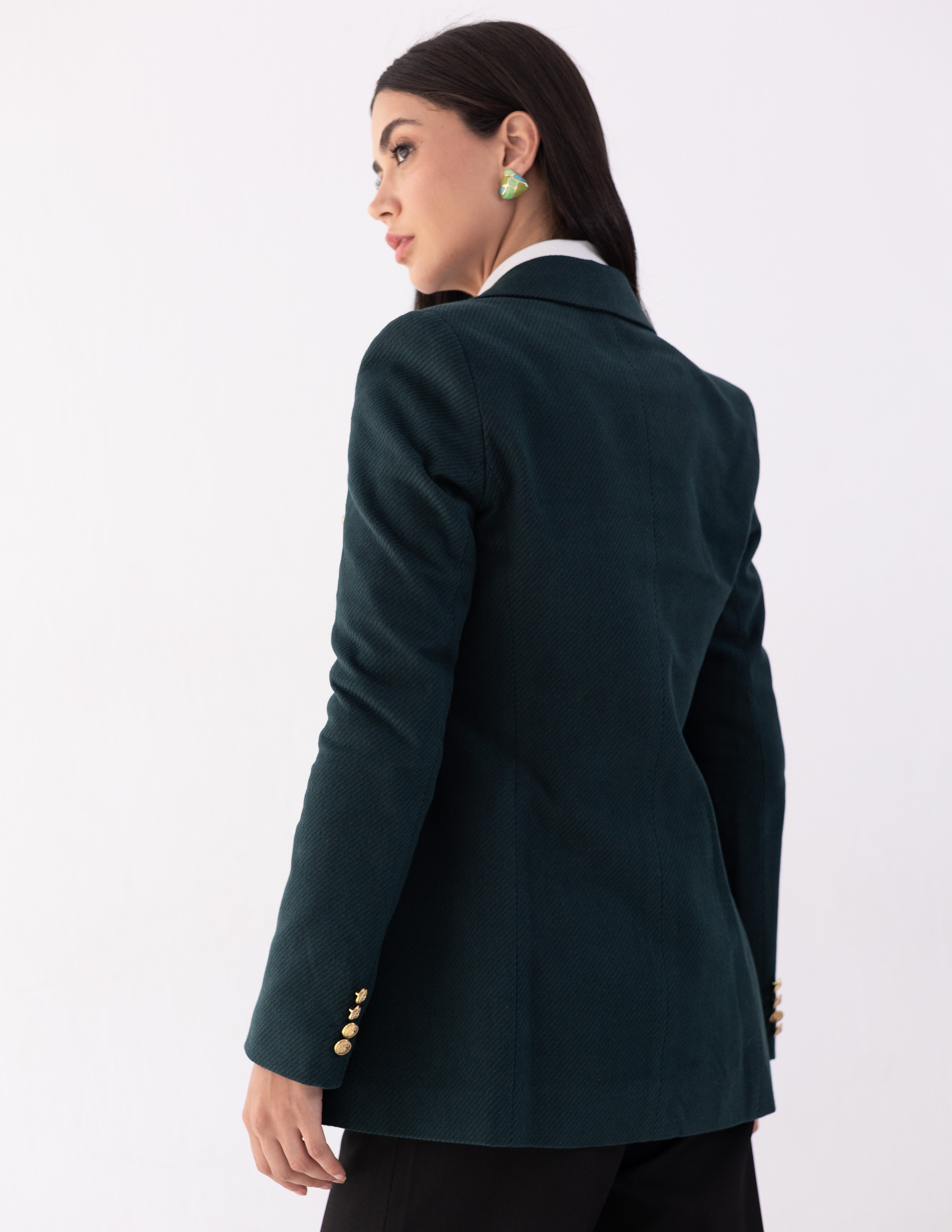 Forest Teal Wool Double Breasted Blazer