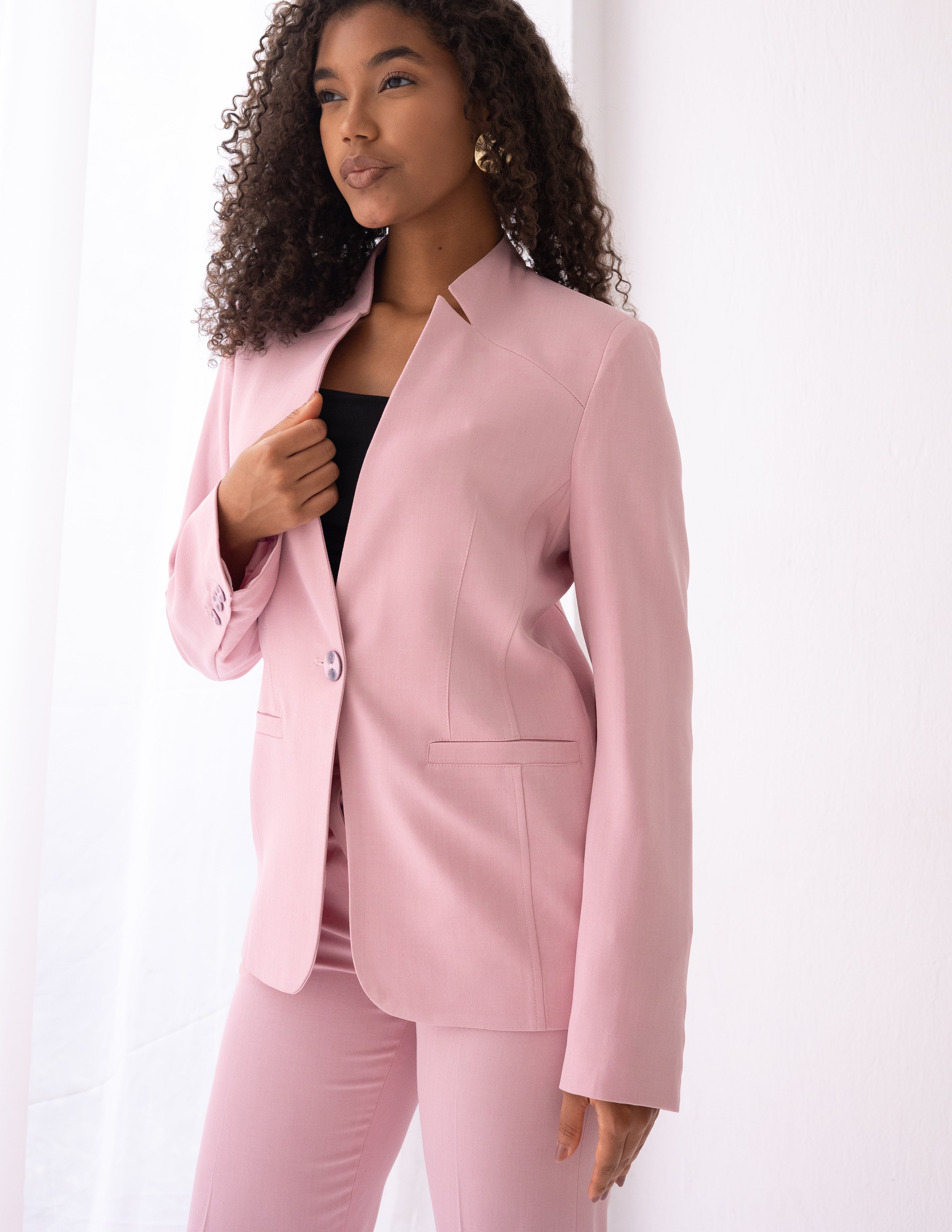 Blush Dream Collarless Blazer