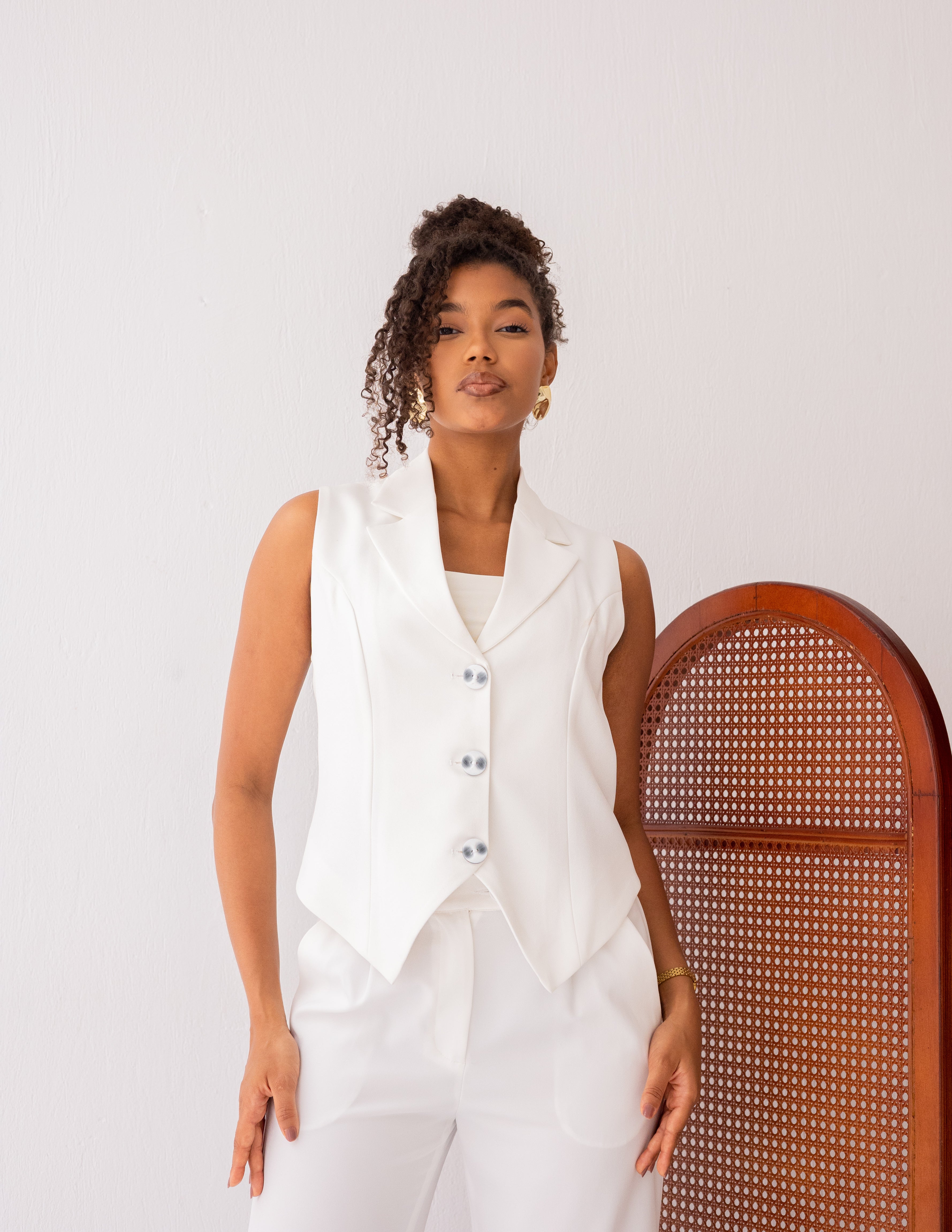 Majestic White Cropped Vest