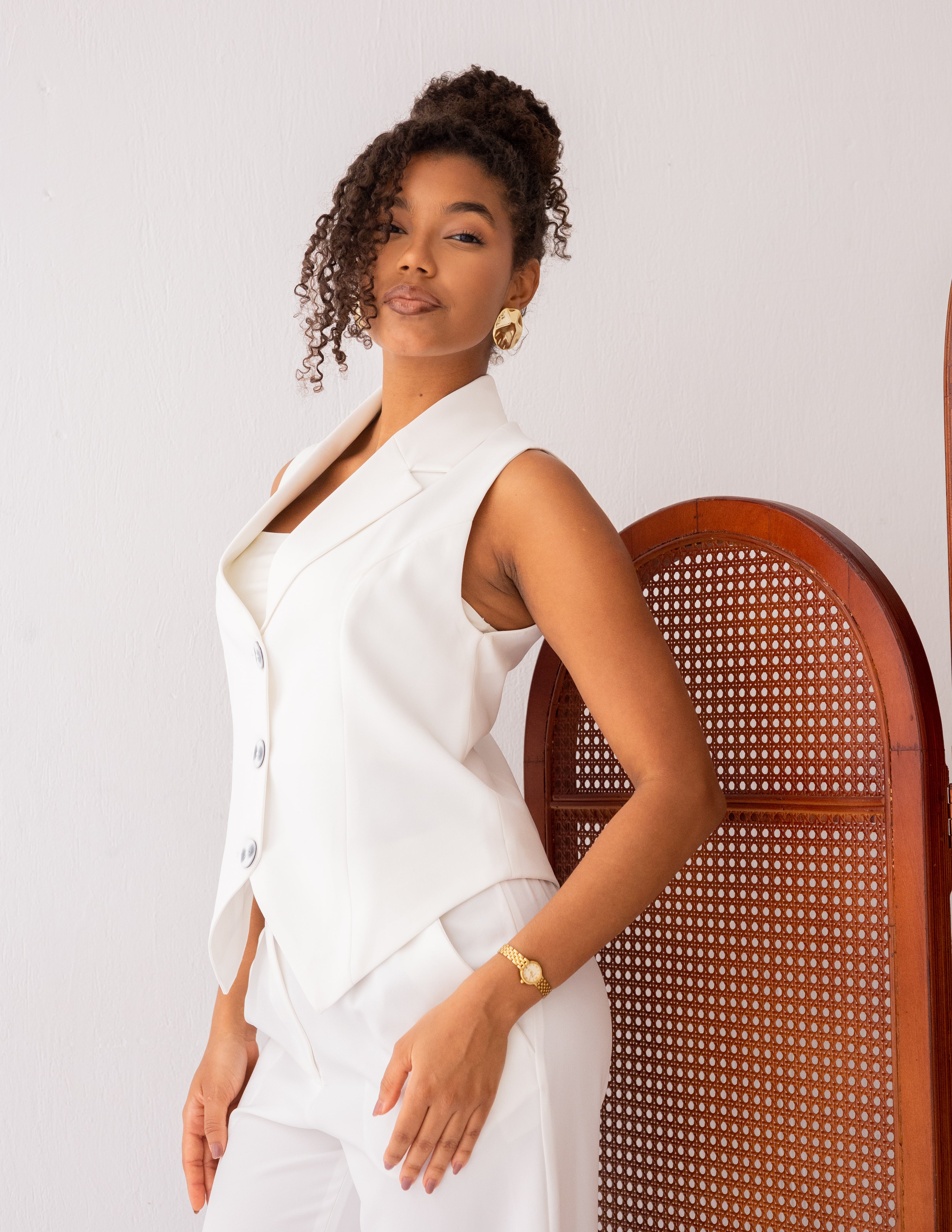 Majestic White Cropped Vest