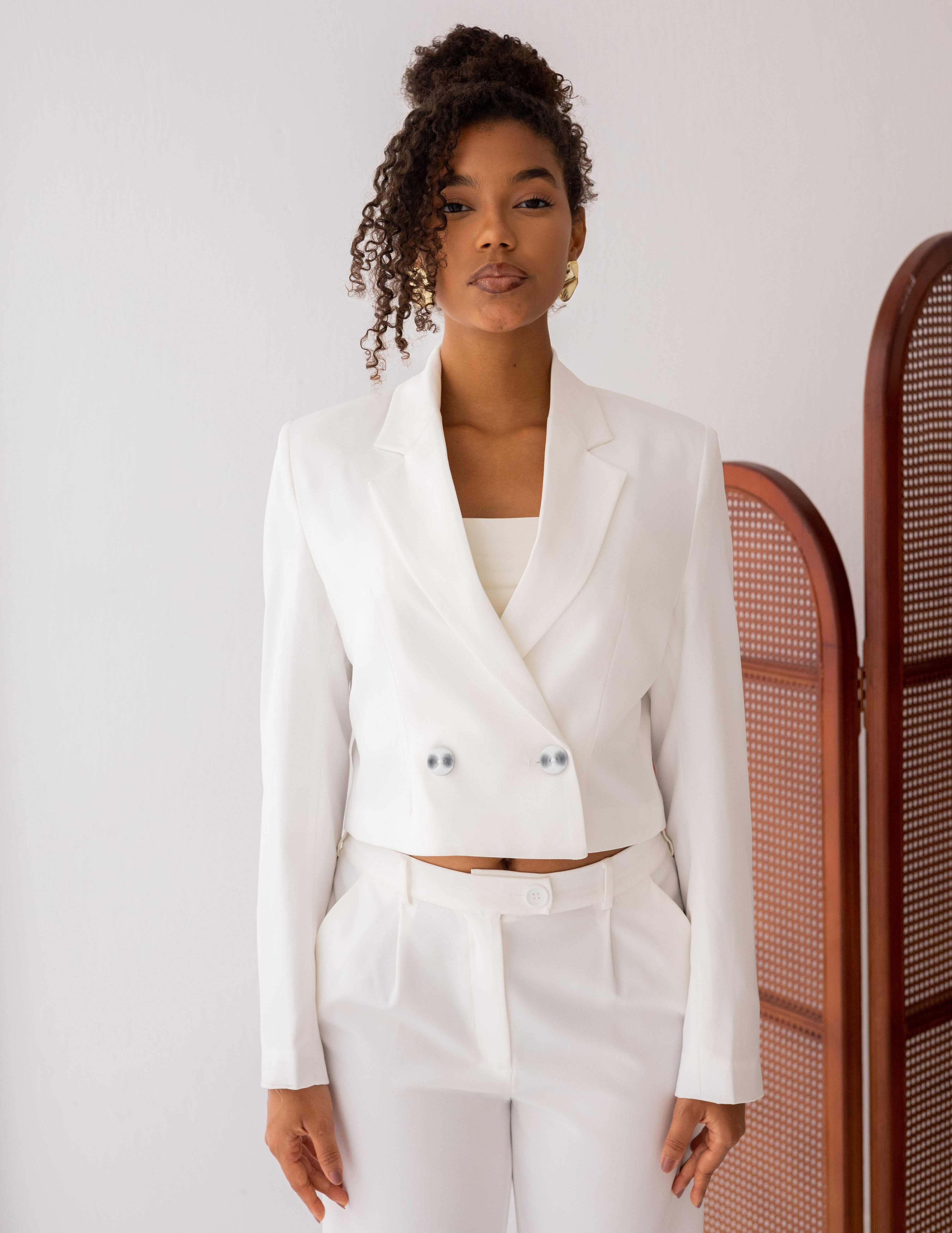 Majestic White Cropped Blazer