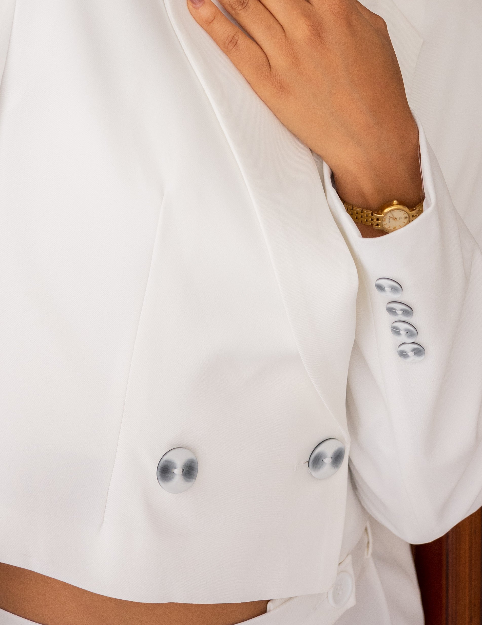 Majestic White Cropped Blazer