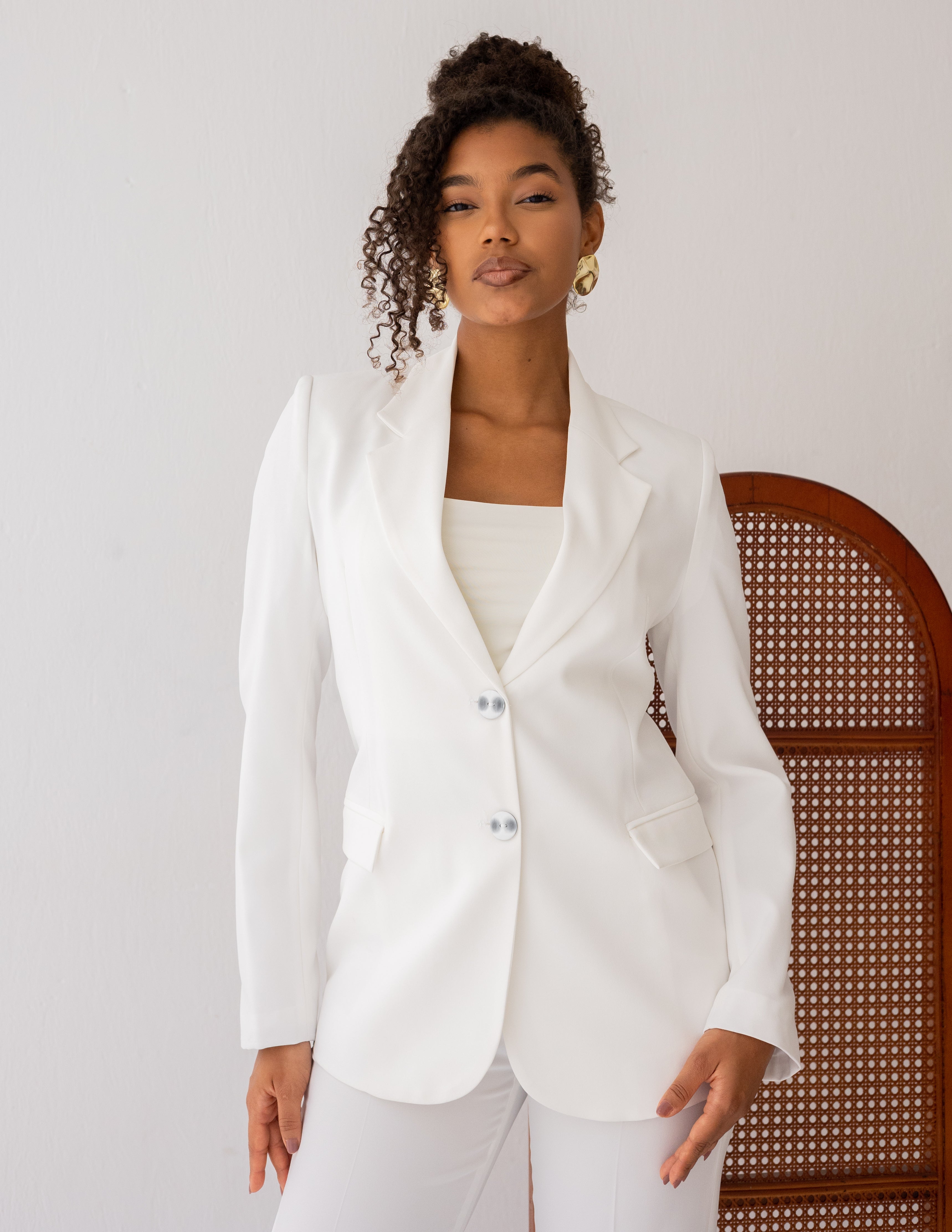 Majestic White Straight Blazer
