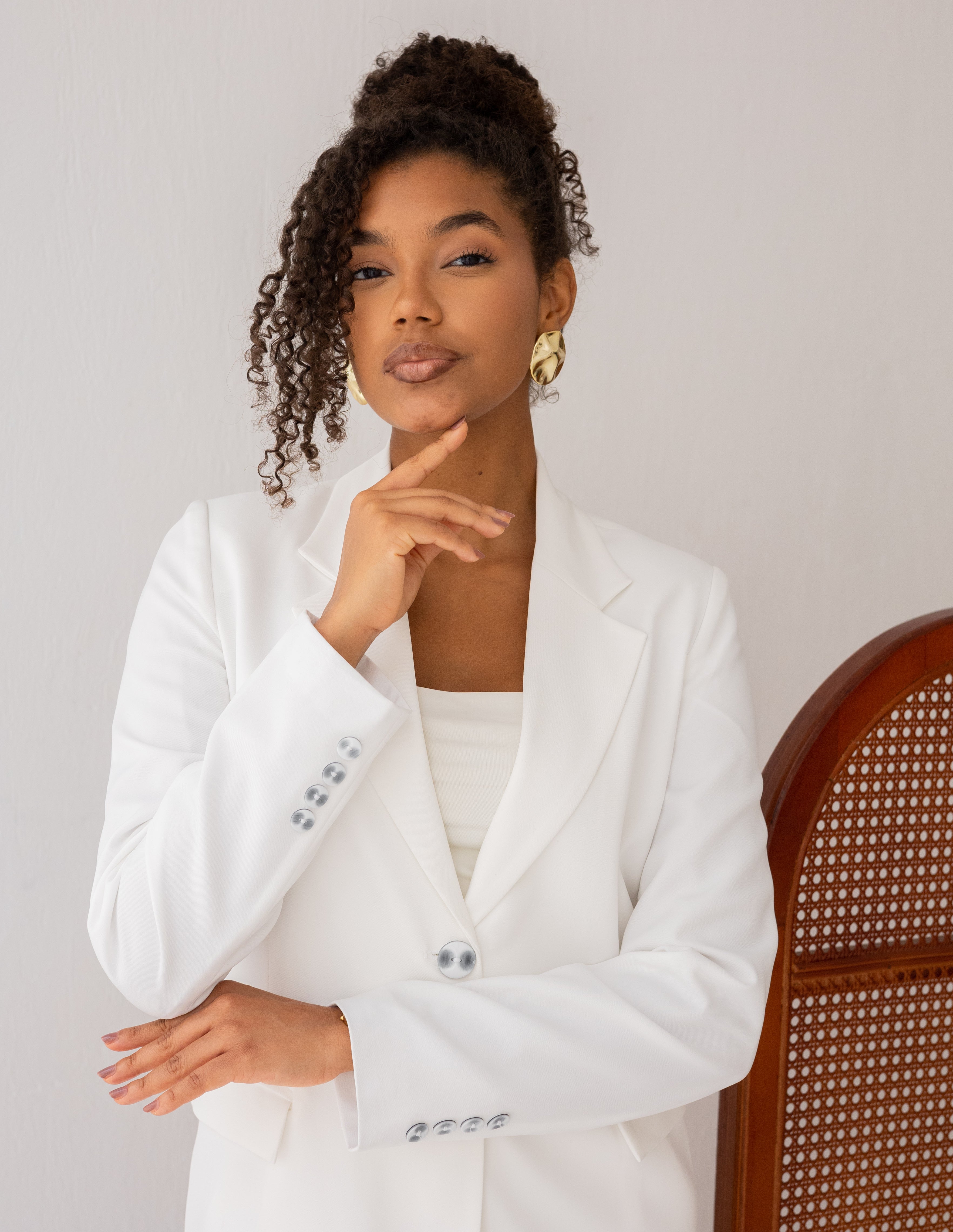Majestic White Straight Blazer