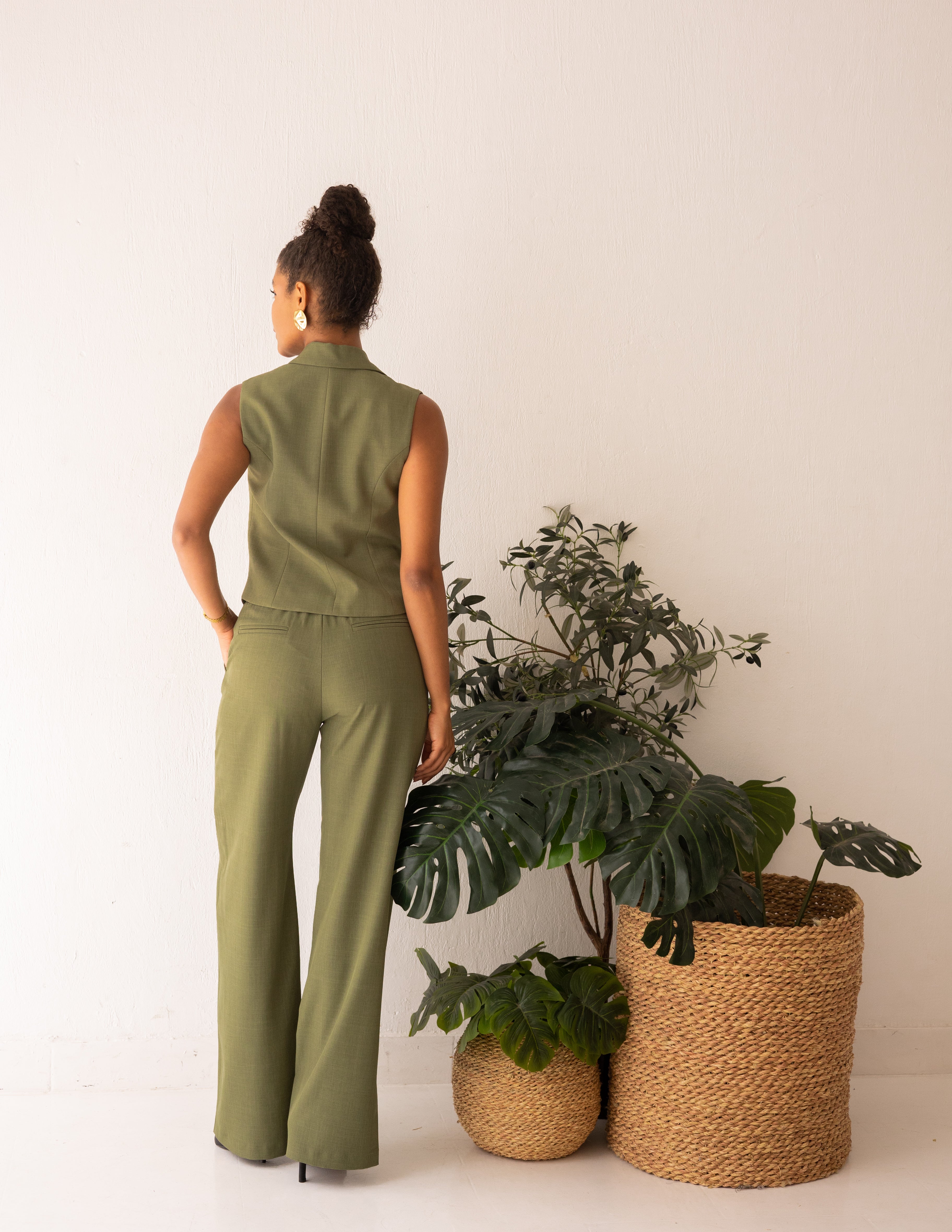Olive Glamour Cropped Vest