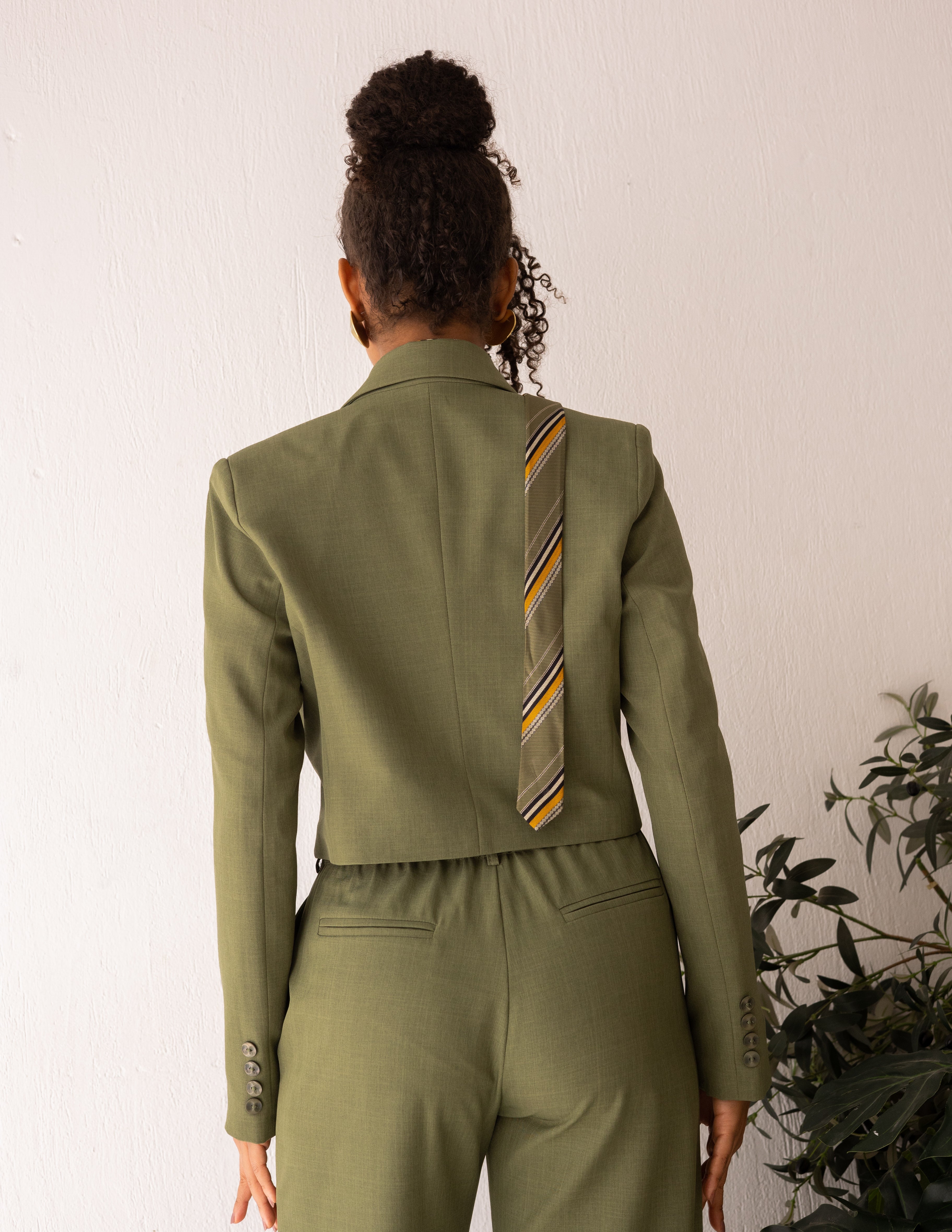 Olive Glamour Cropped Blazer