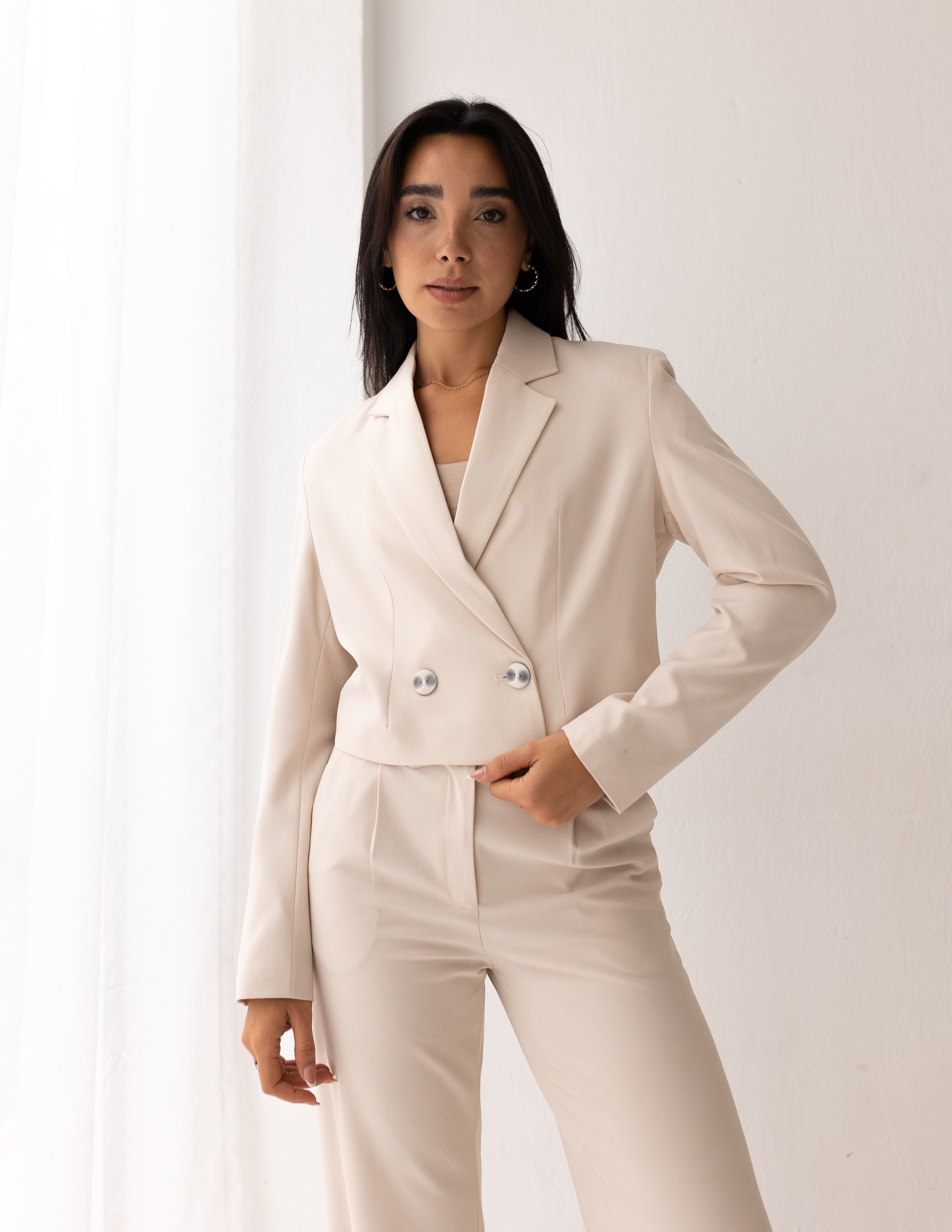 Soft Cream Cropped Blazer