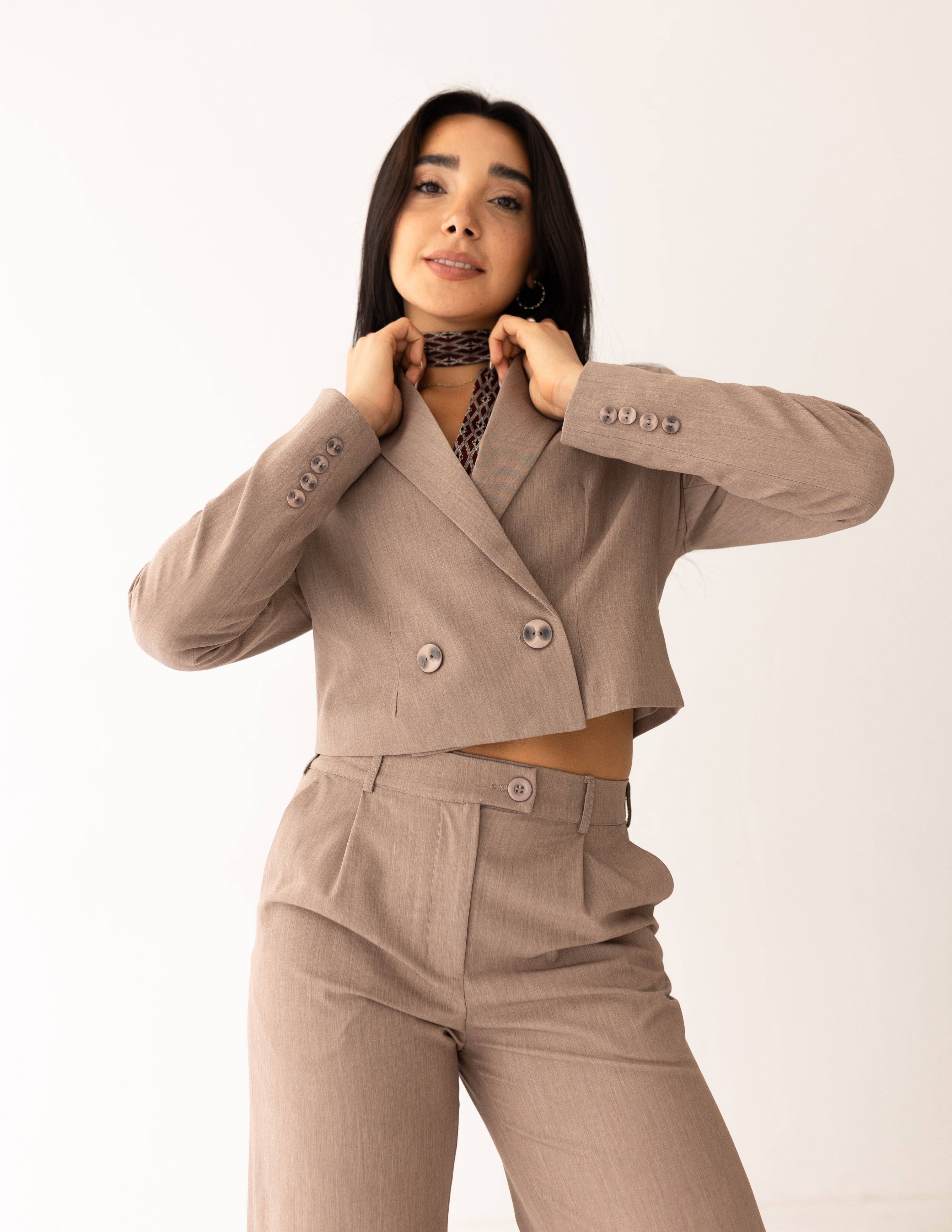 Mocha Light Cropped Blazer