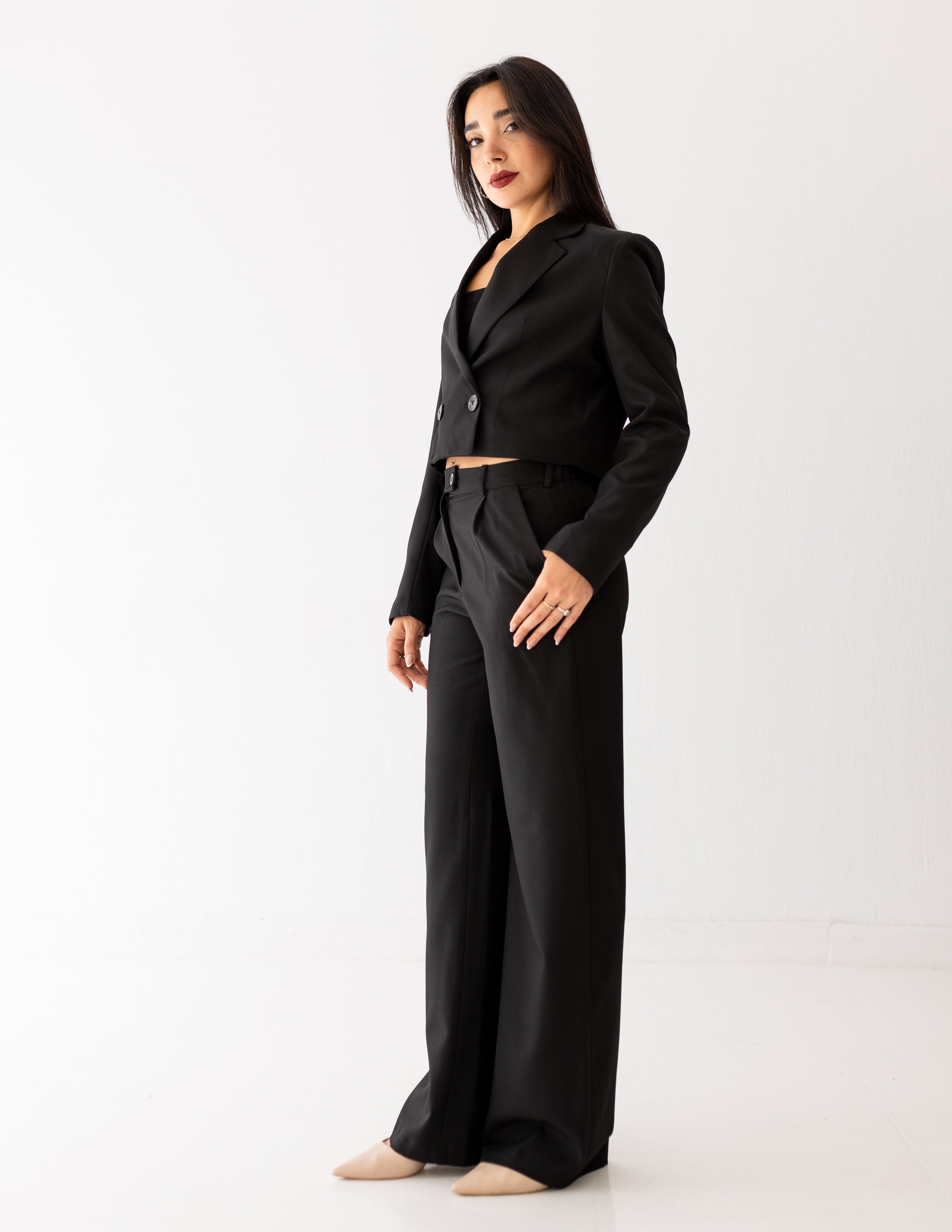 Black Icon Cropped Blazer