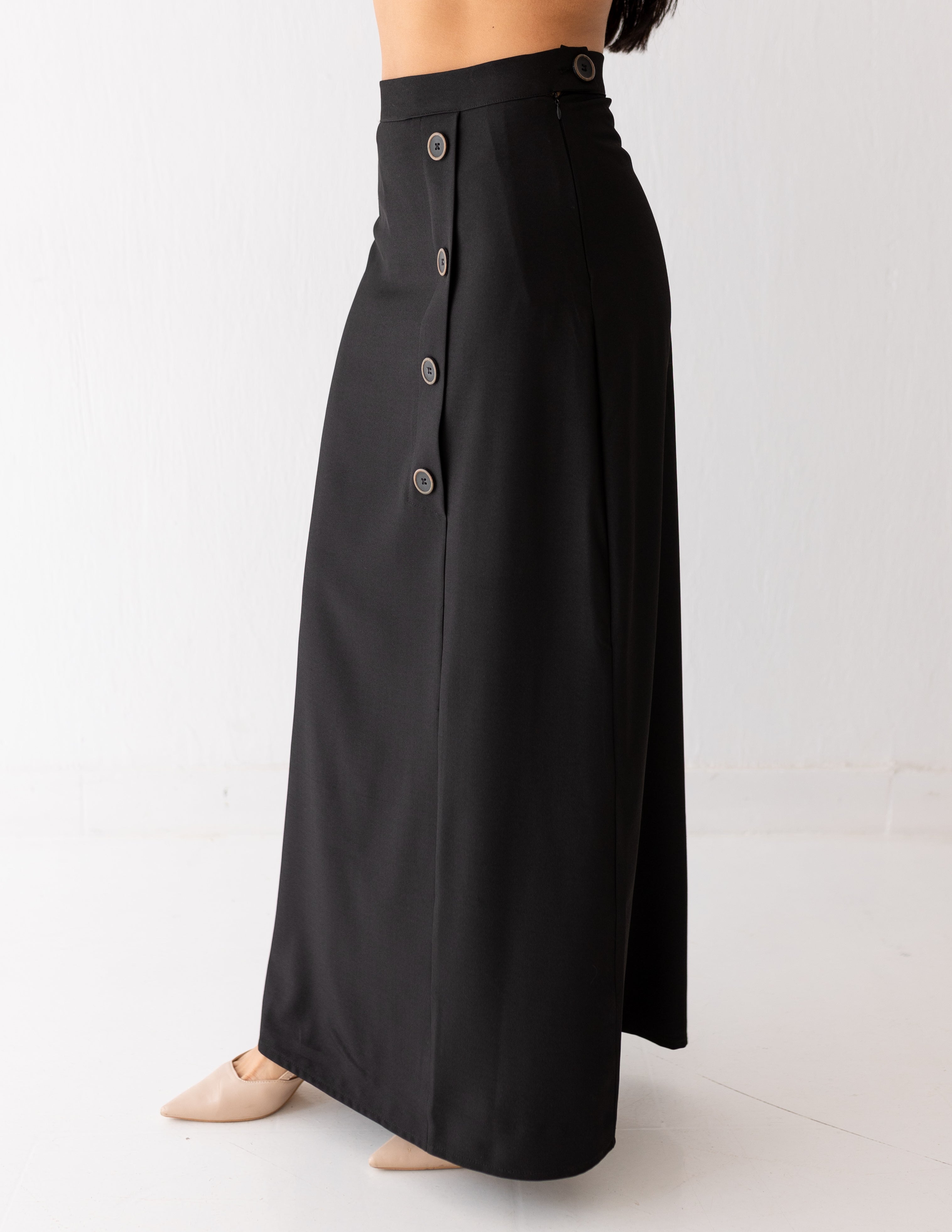 Black Icon A-Line Long Skirt
