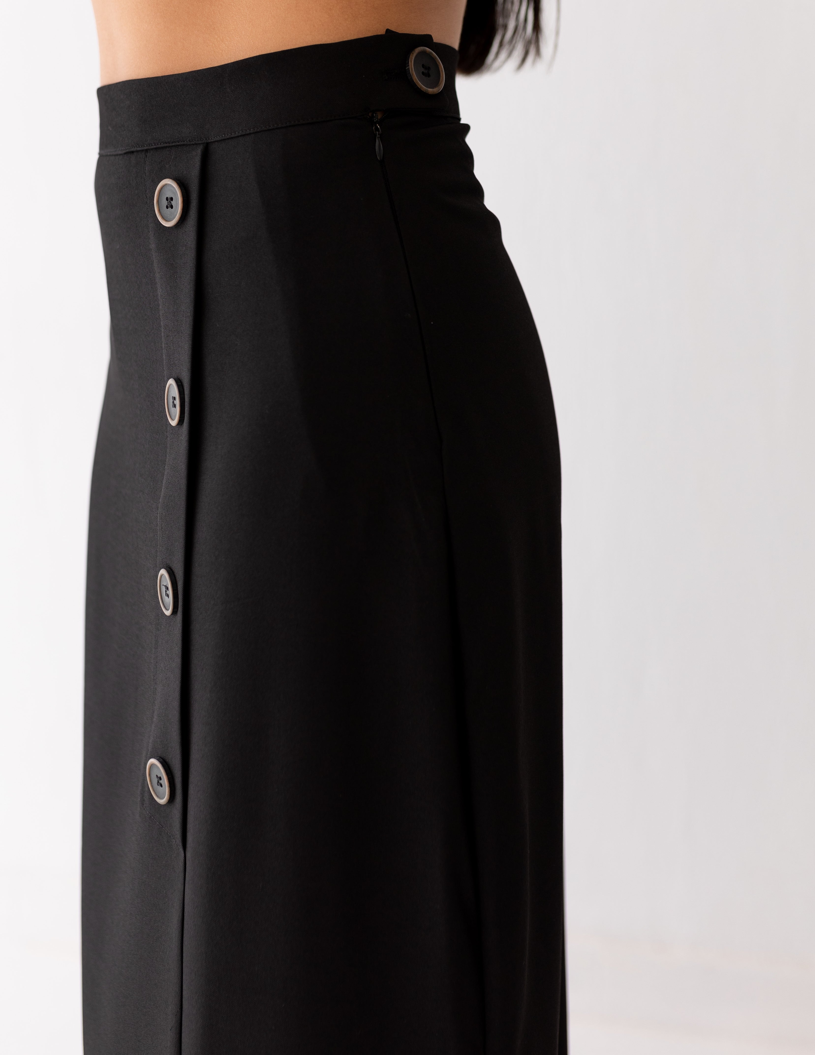 Black Icon A-Line Long Skirt