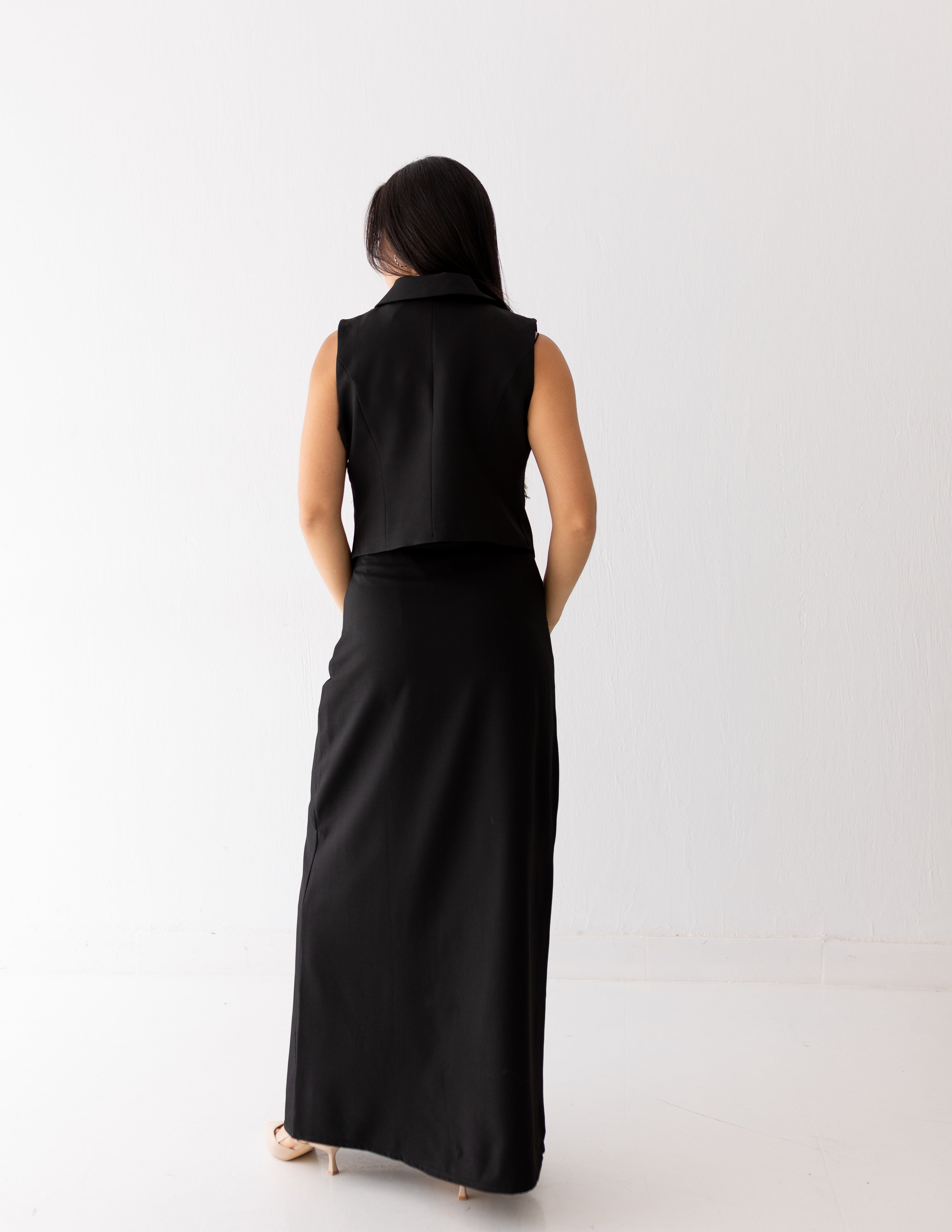Black Icon A-Line Long Skirt