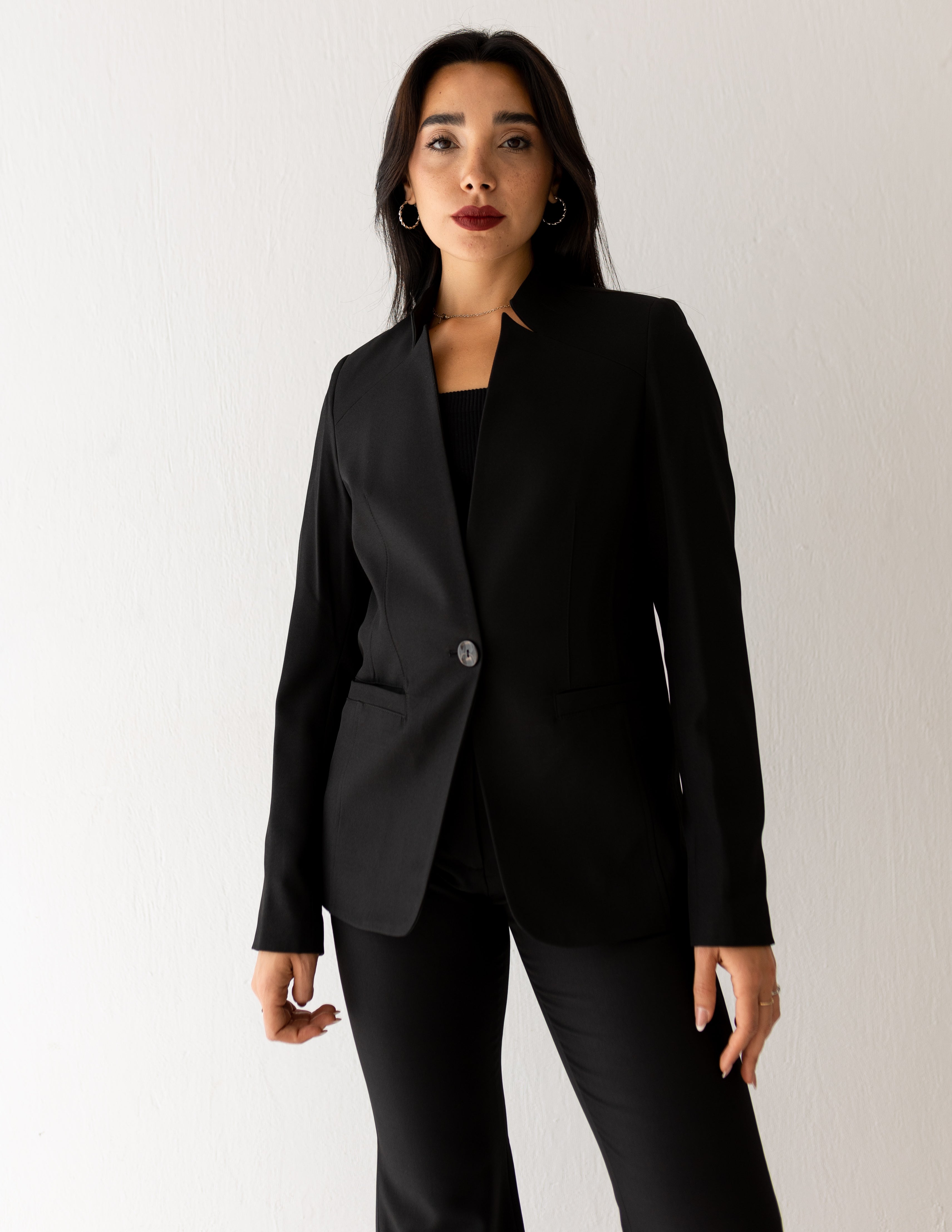 Black Icon Collarless Blazer