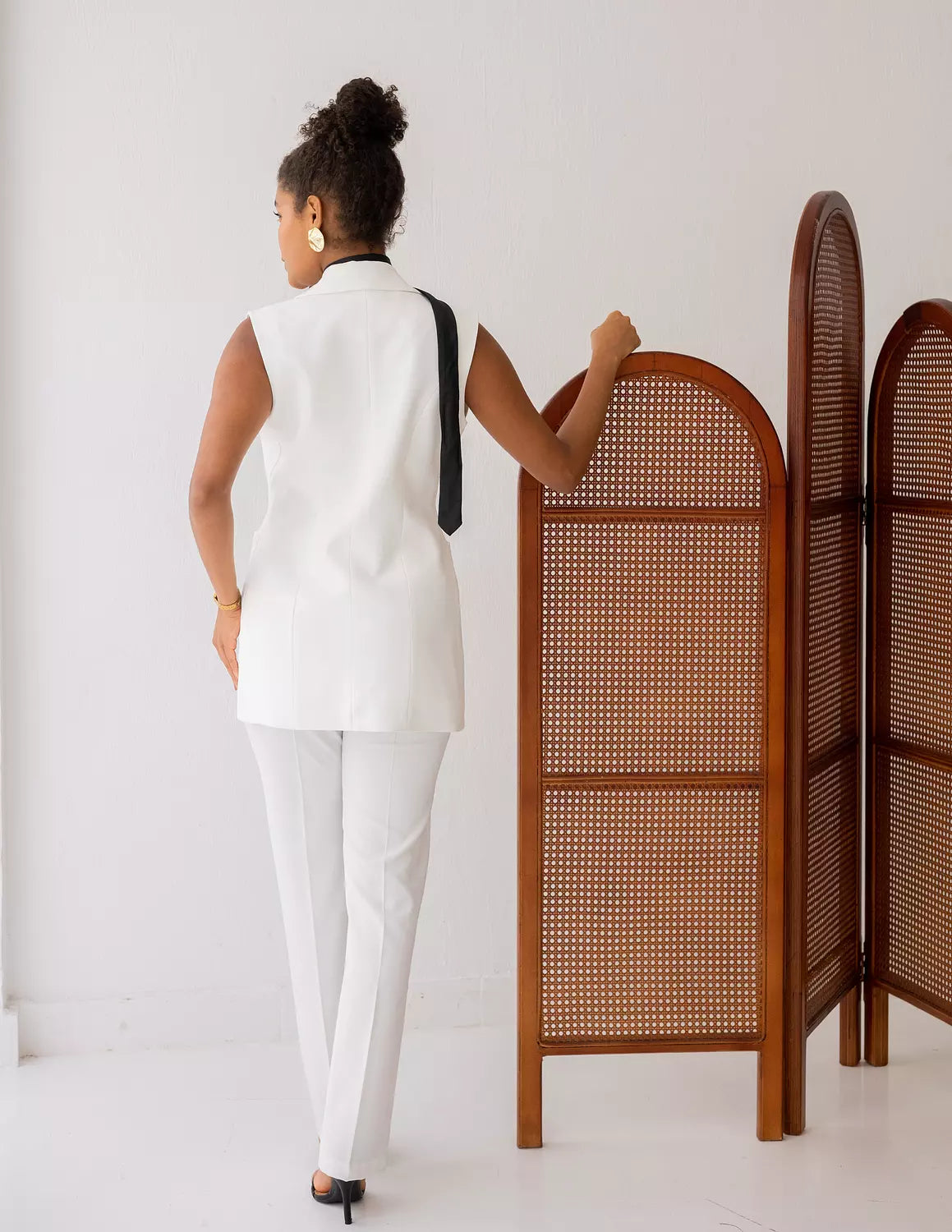 Majestic White Long Vest