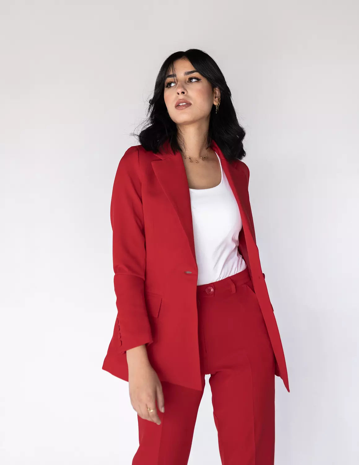 Coral Red Slim Pants