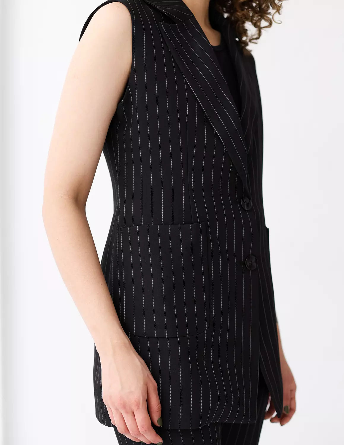 Striped Black Long Vest