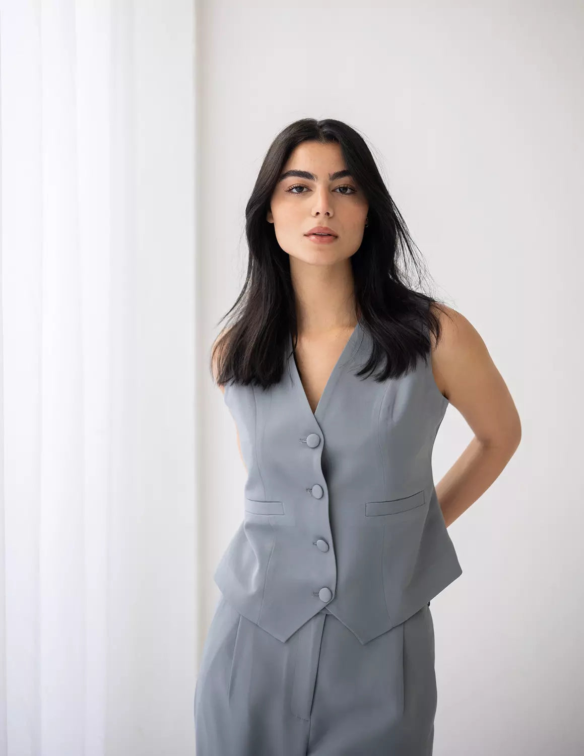 Iron Gray Cropped Vest