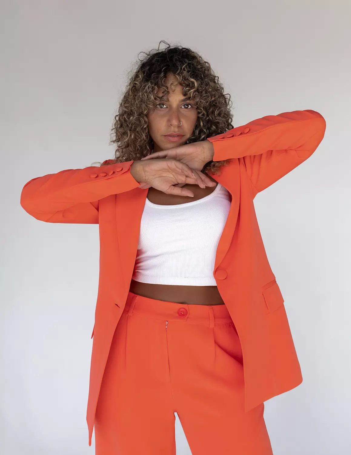 Tangerine Wide-Leg Straight Mid Pants