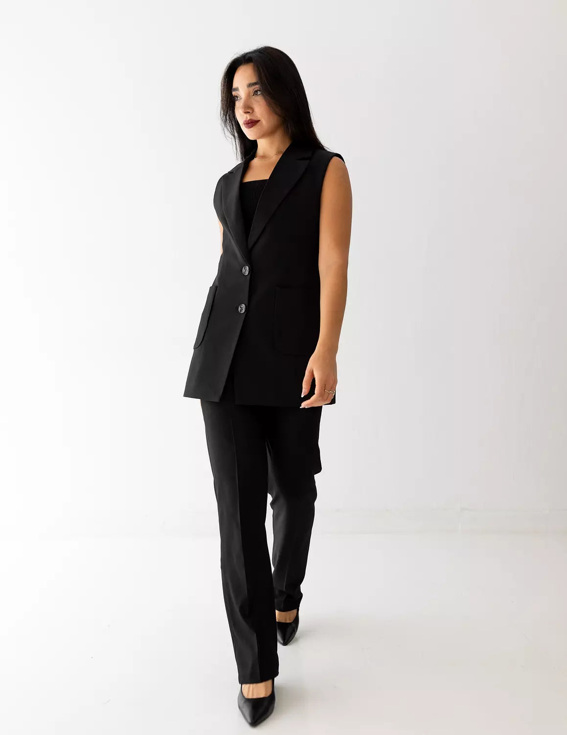 Black Icon Long Vest