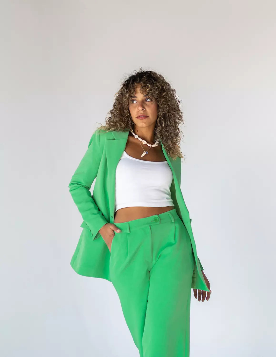 Emerald Wide-Leg Straight Mid Pants