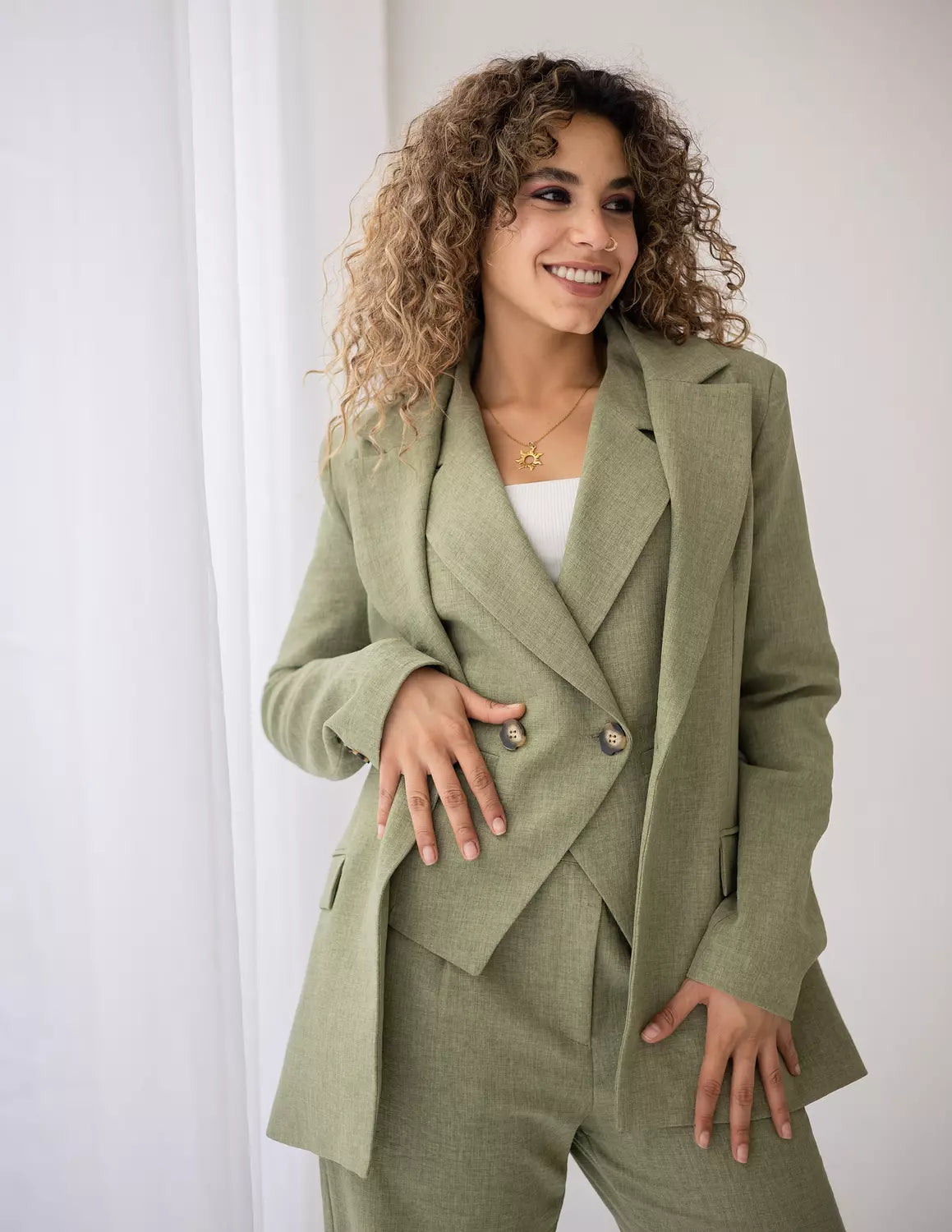 Vineyard Green Linen Blazer