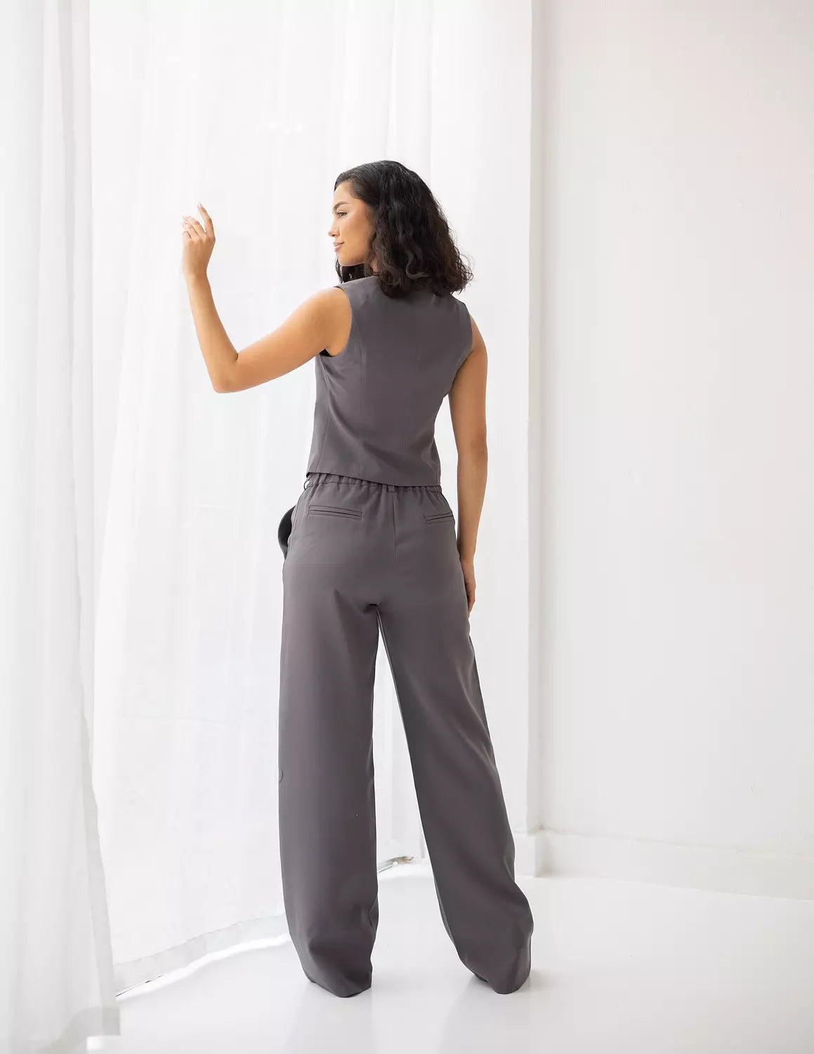 Dark Iron Gray Cropped Vest