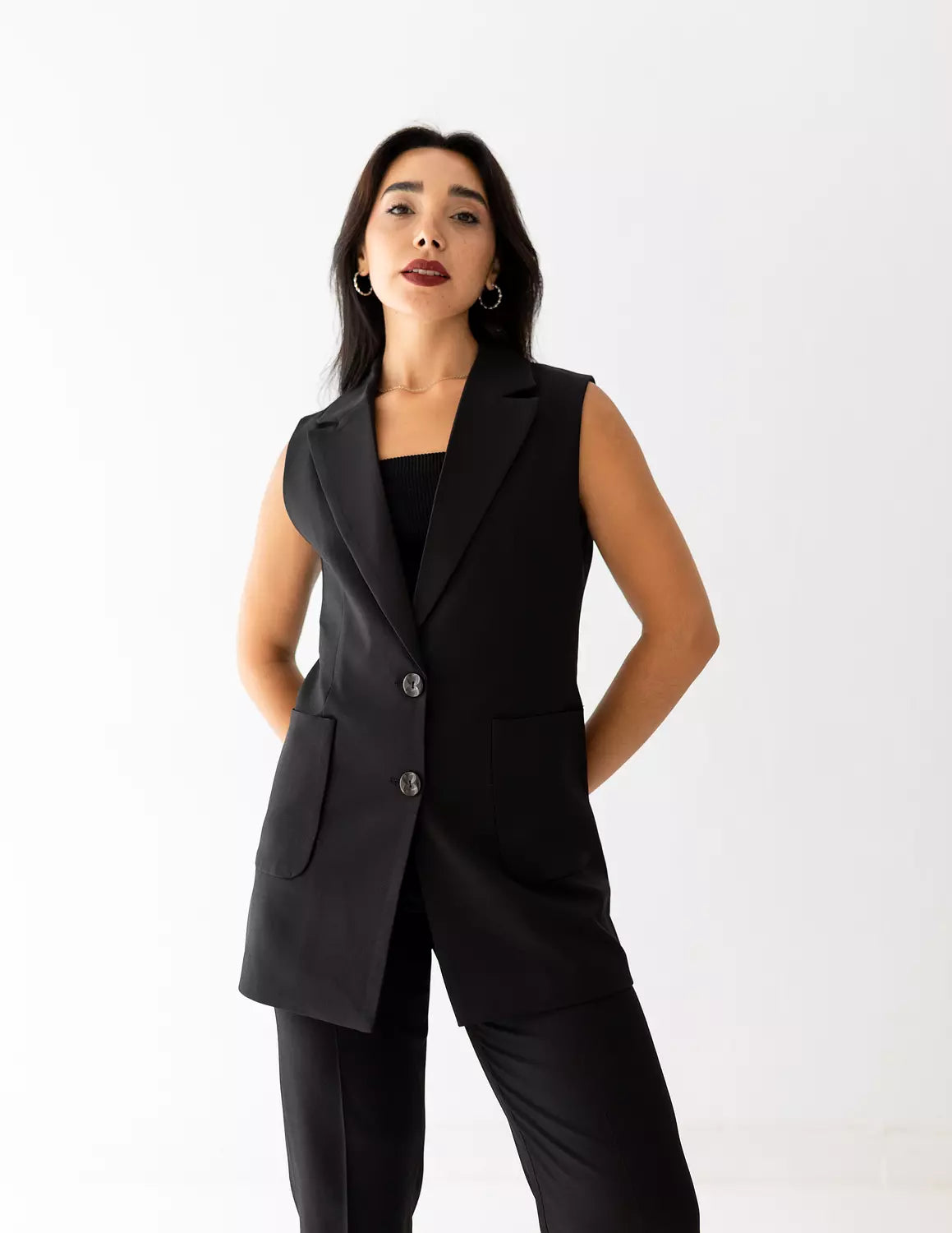 Black Icon Long Vest