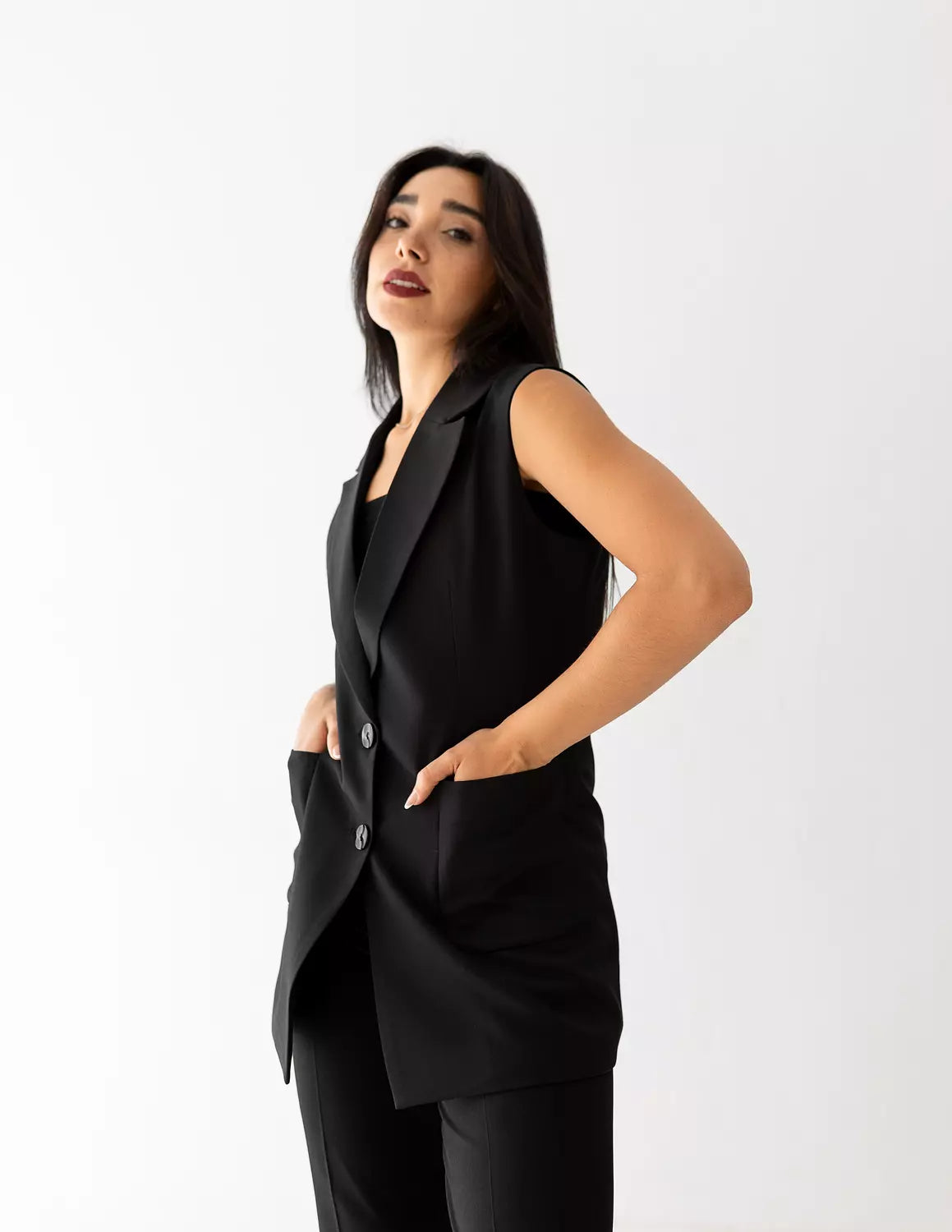 Black Icon Long Vest