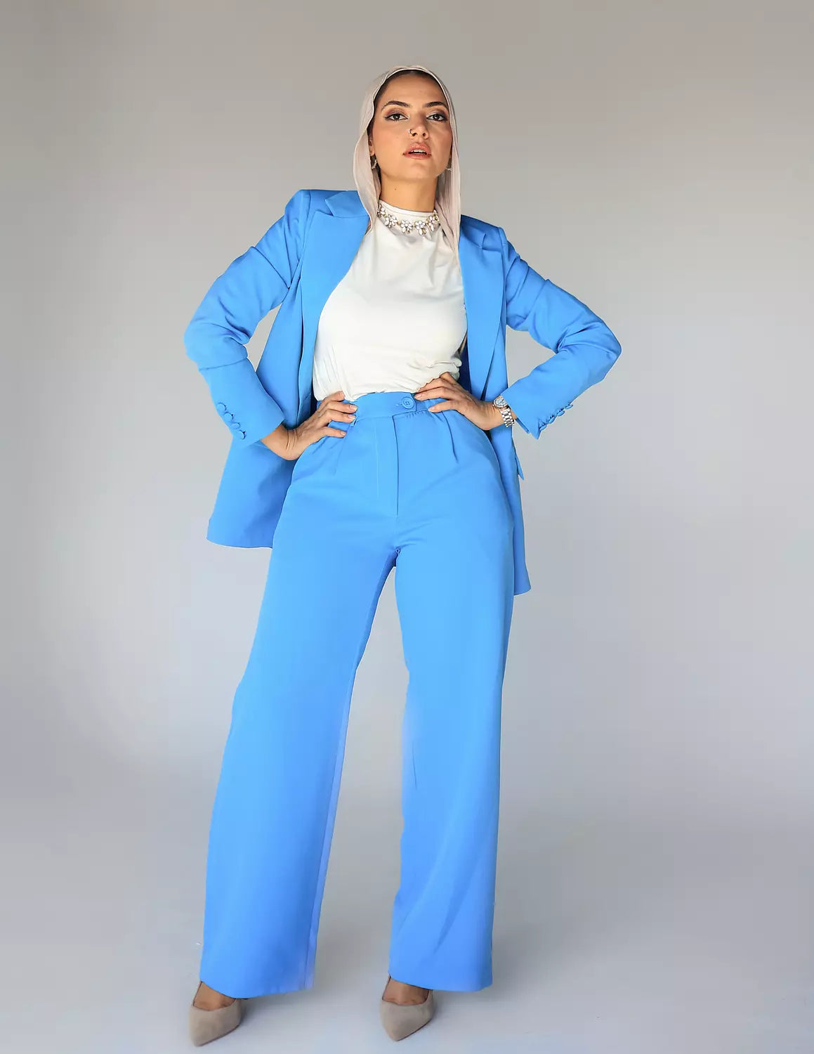 Blue Ocean Wide-Leg Straight Mid Pants
