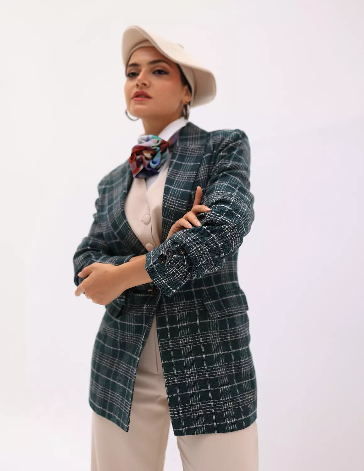 Deep Jungle Green Plaid blazer