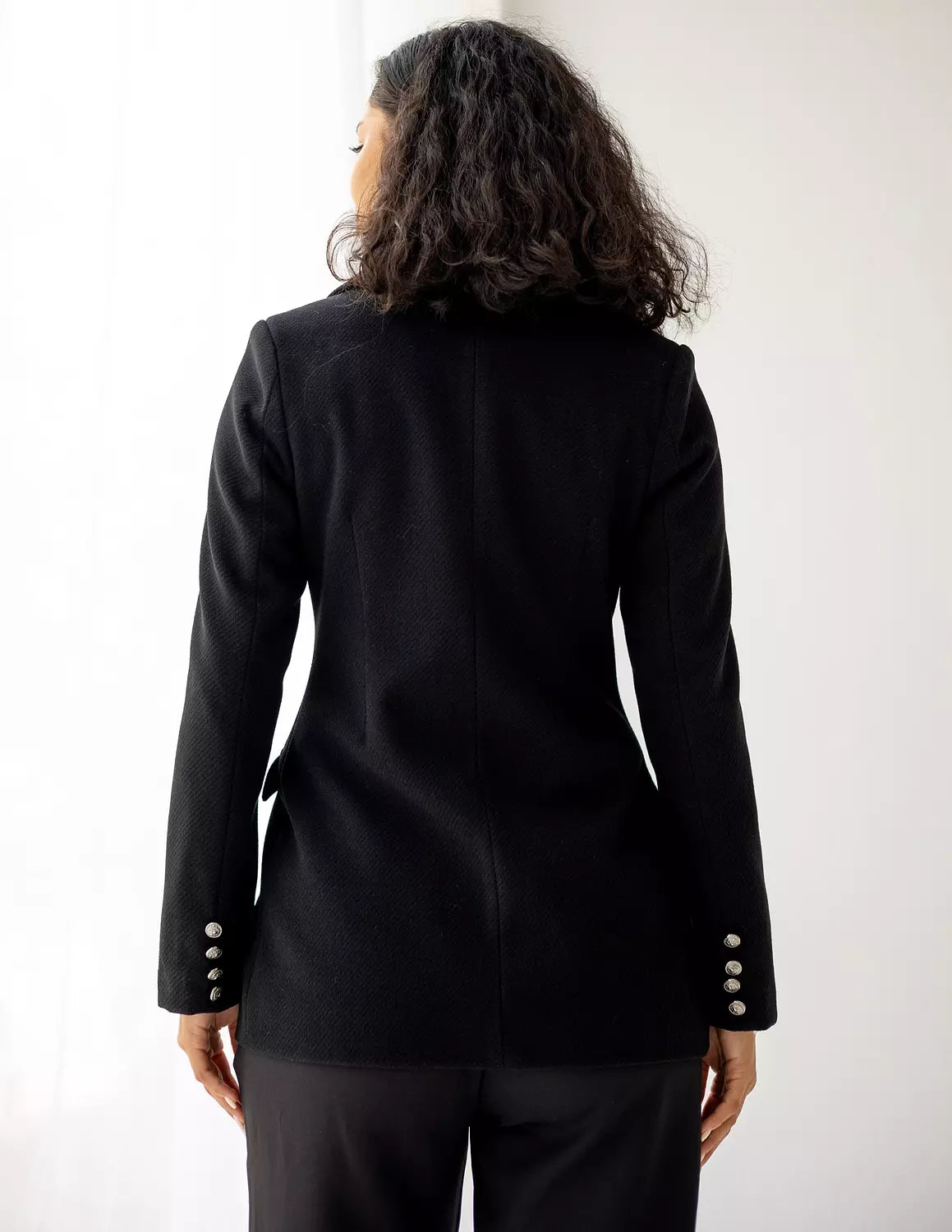Midnight Tweed Wool Double Breasted Blazer