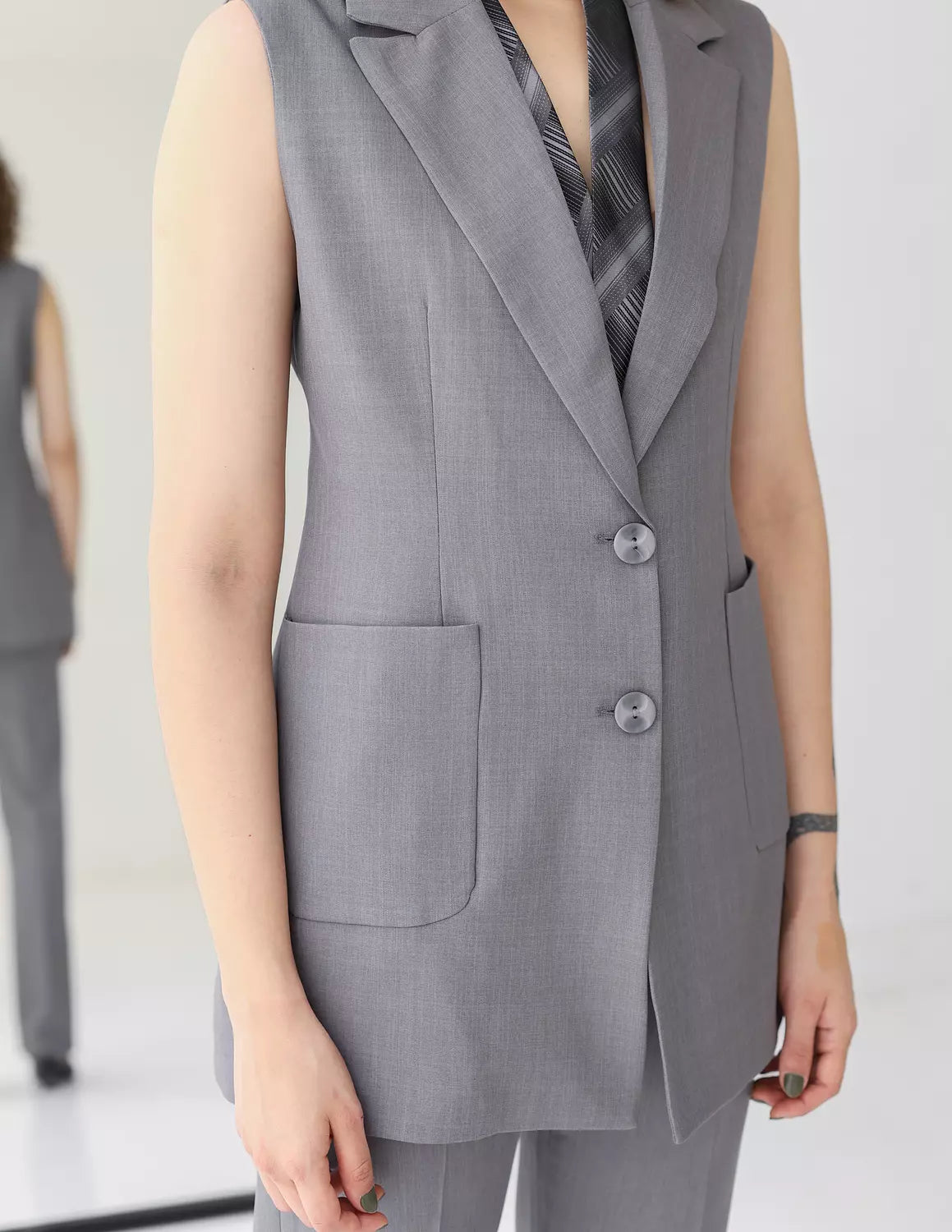 Gray Breeze Long Vest