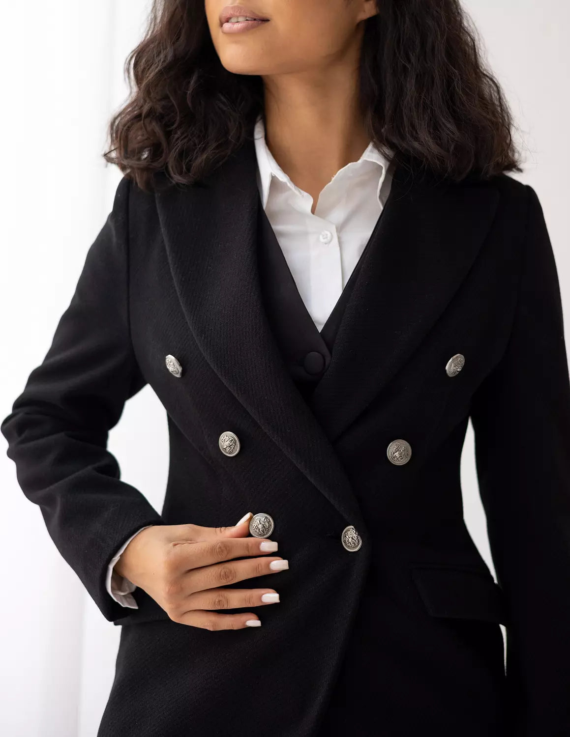 Midnight Tweed Wool Double Breasted Blazer