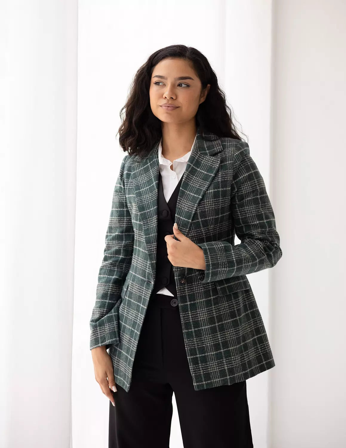 Deep Jungle Green Plaid blazer