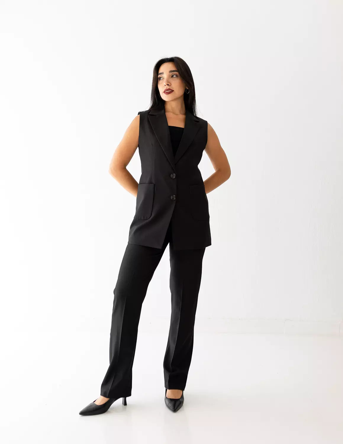 Black Icon Long Vest