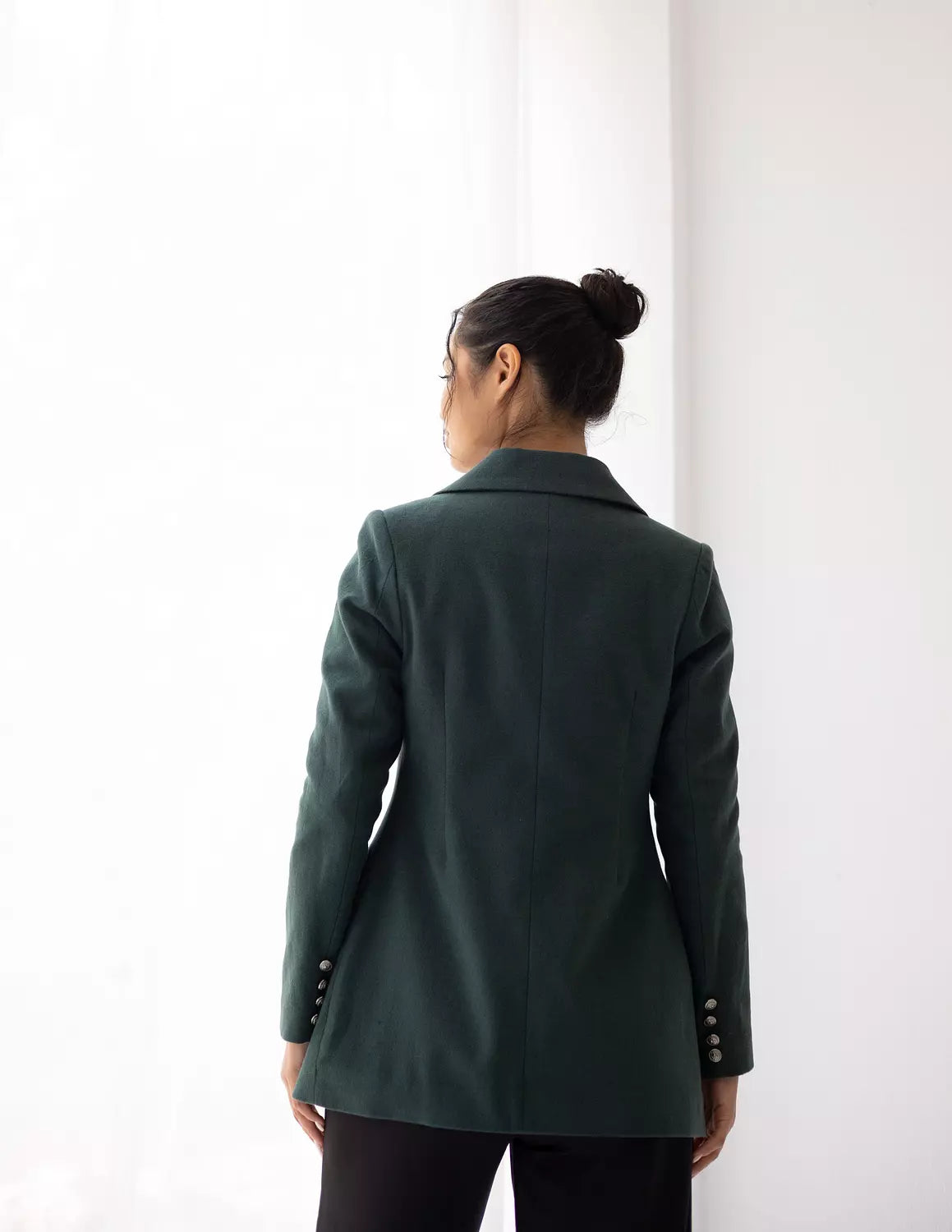Sacramento Green Tweed Wool Double Breasted Blazer