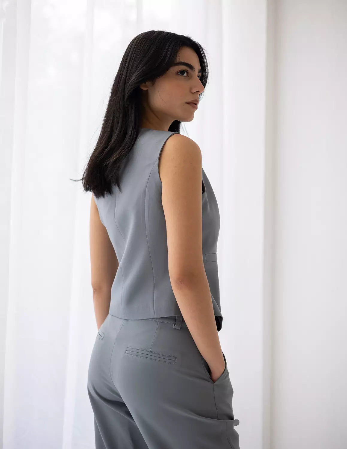 Iron Gray Cropped Vest