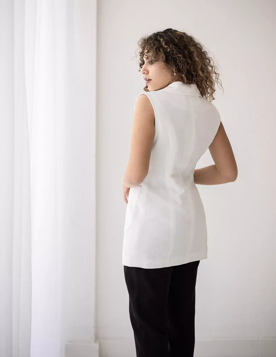 Coconut Long Linen Vest