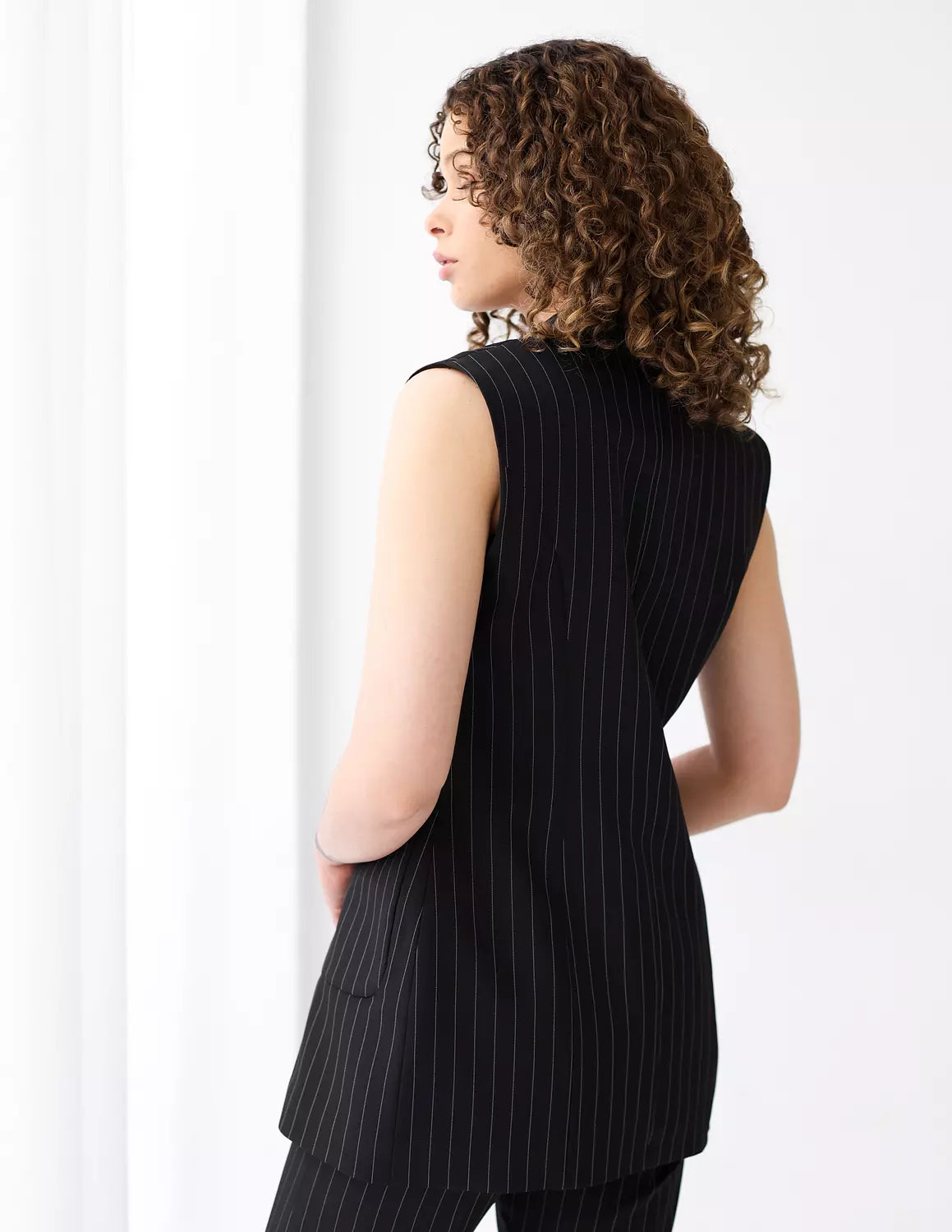 Striped Black Long Vest