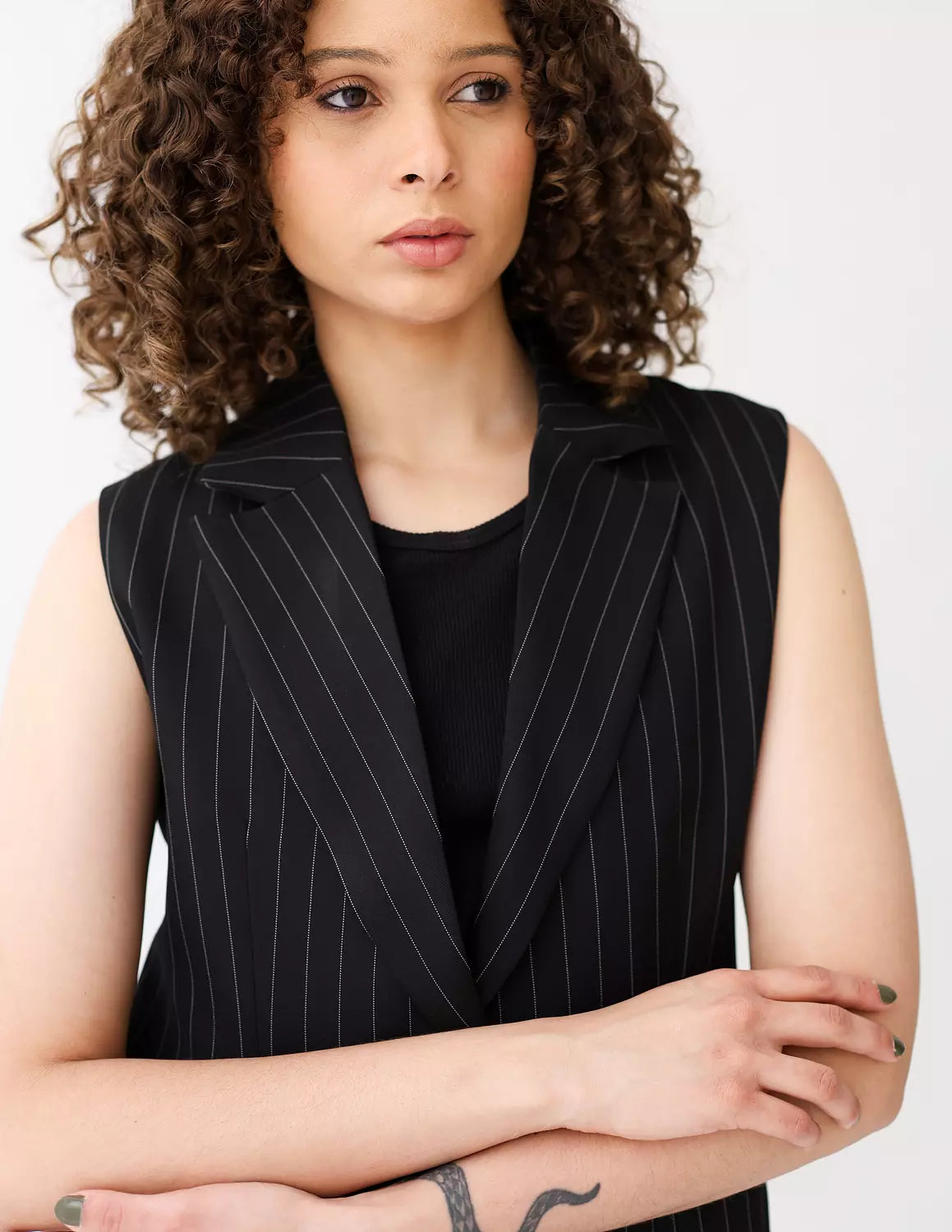 Striped Black Long Vest