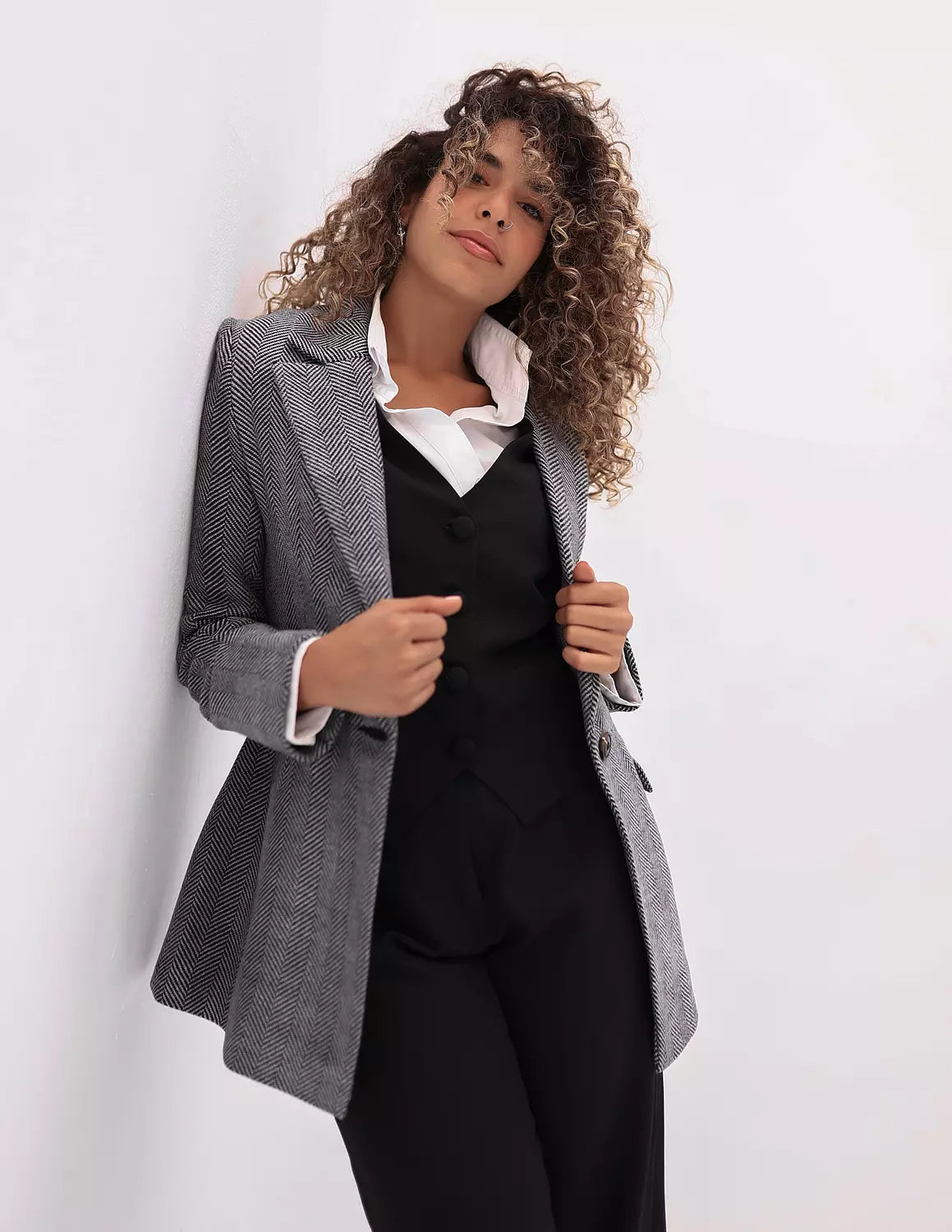 Ash Gray Zigzag Blazer