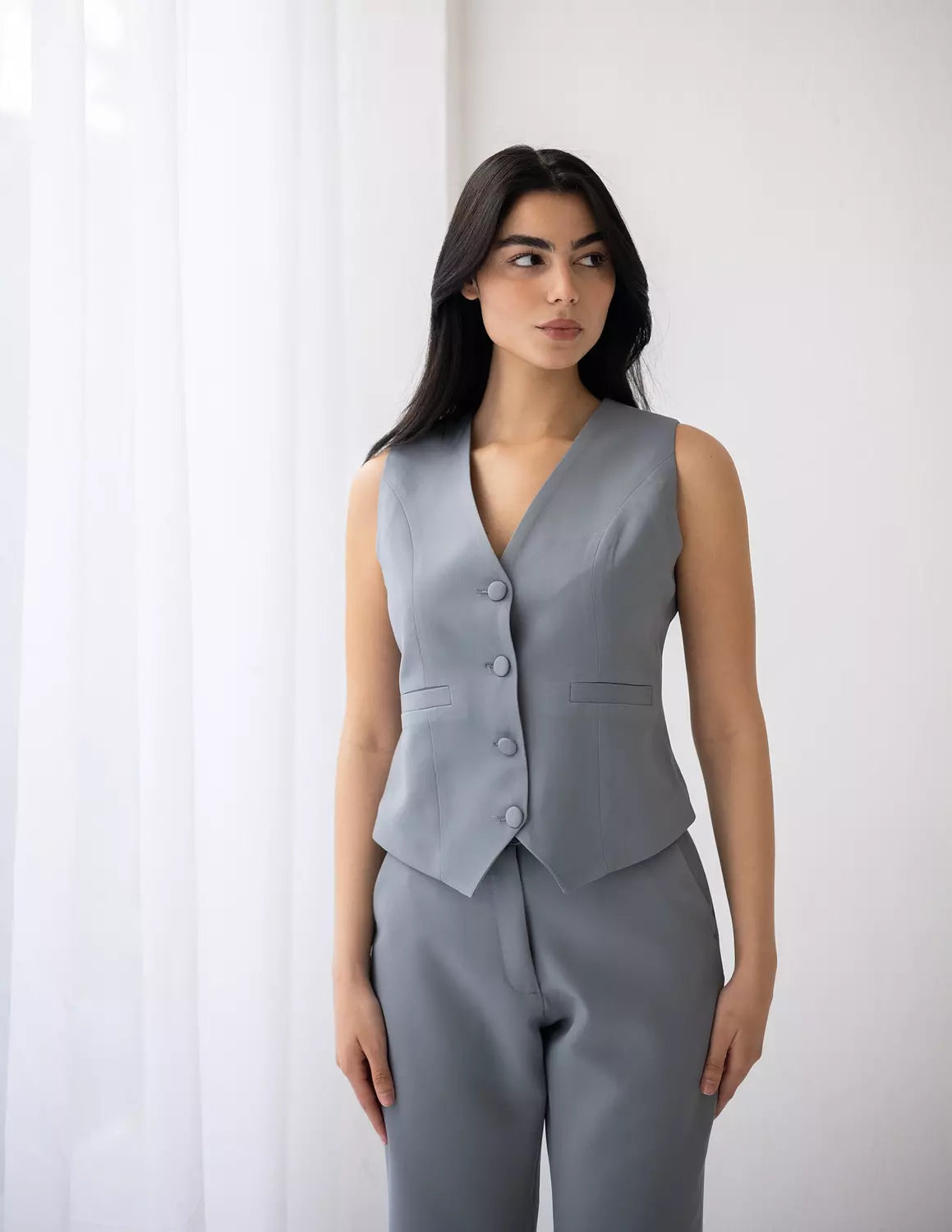Iron Gray Cropped Vest