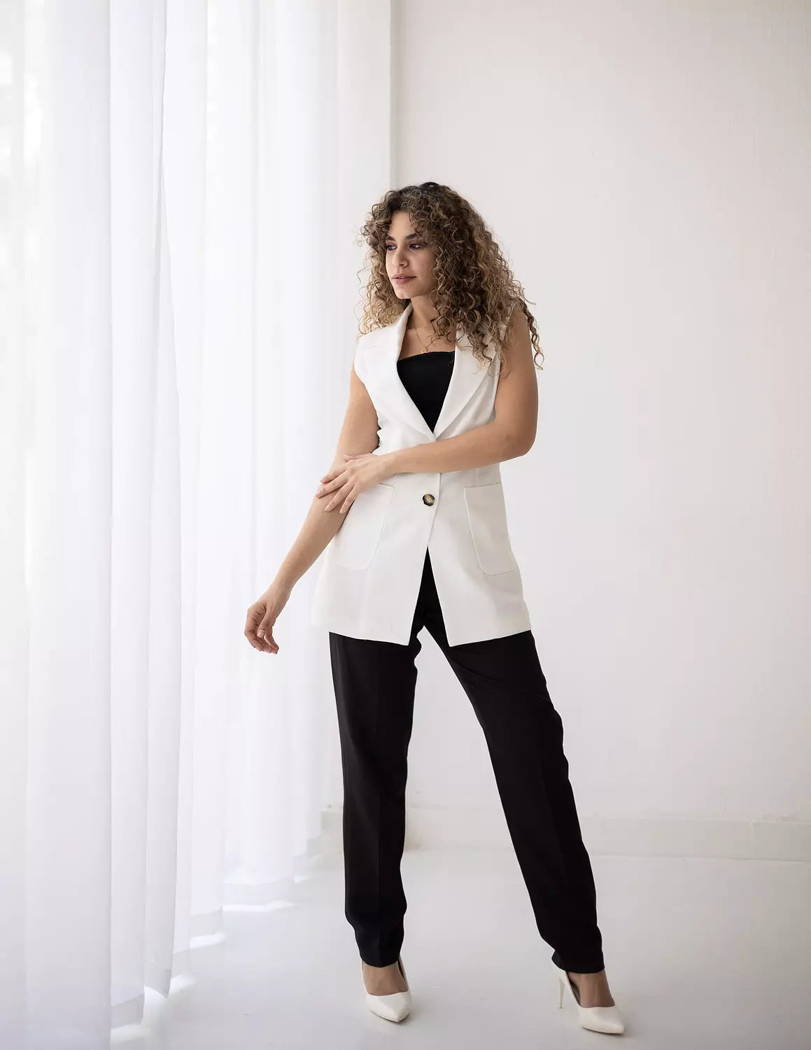 Coconut Long Linen Vest