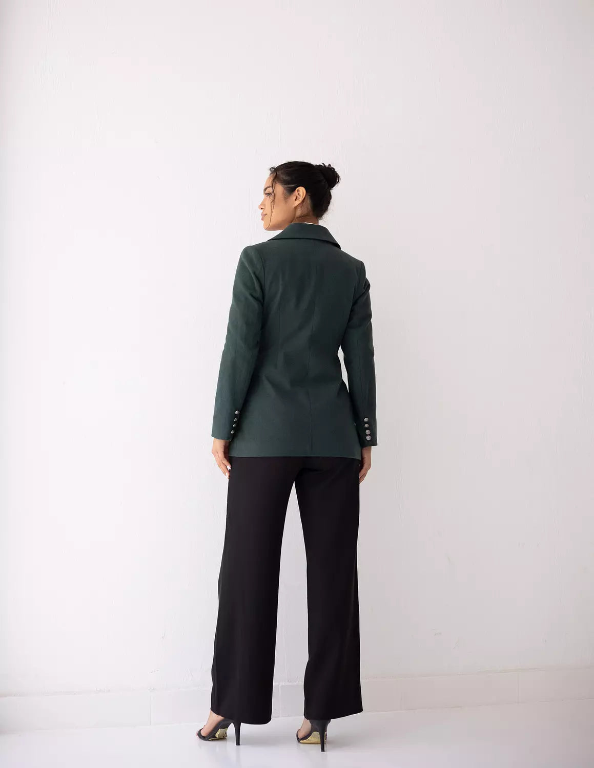 Sacramento Green Tweed Wool Double Breasted Blazer