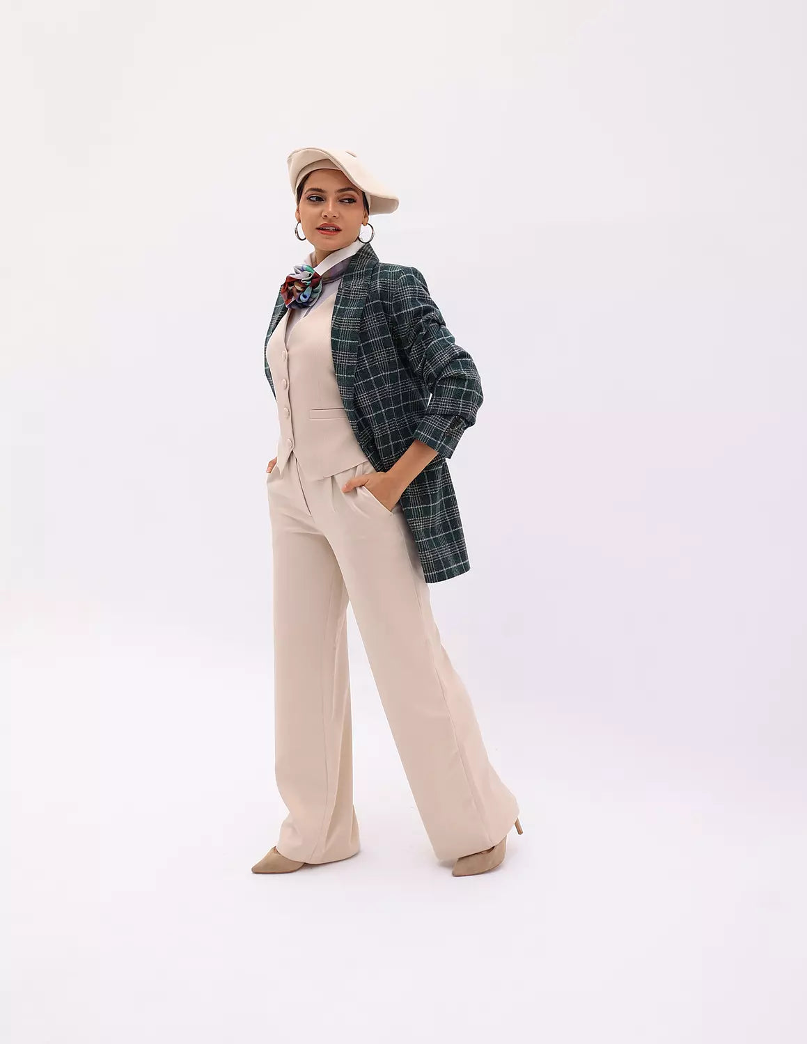 Deep Jungle Green Plaid blazer