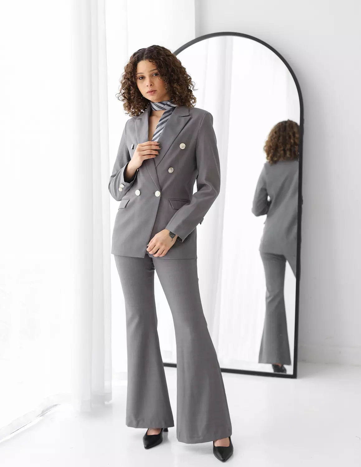 Gray Breeze Flare Pants
